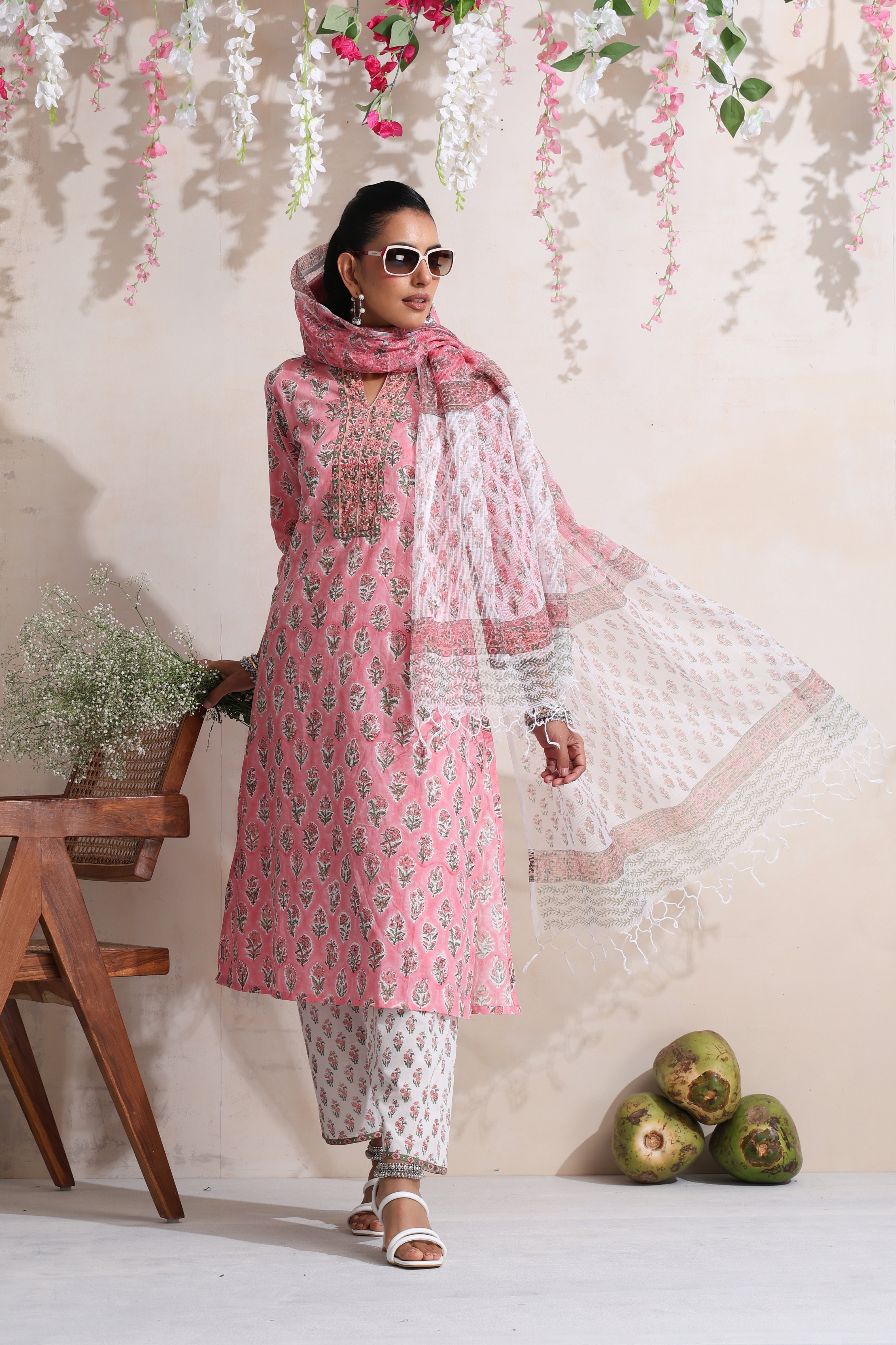 Pink Magnolia Embroidered Kurta Set of 3