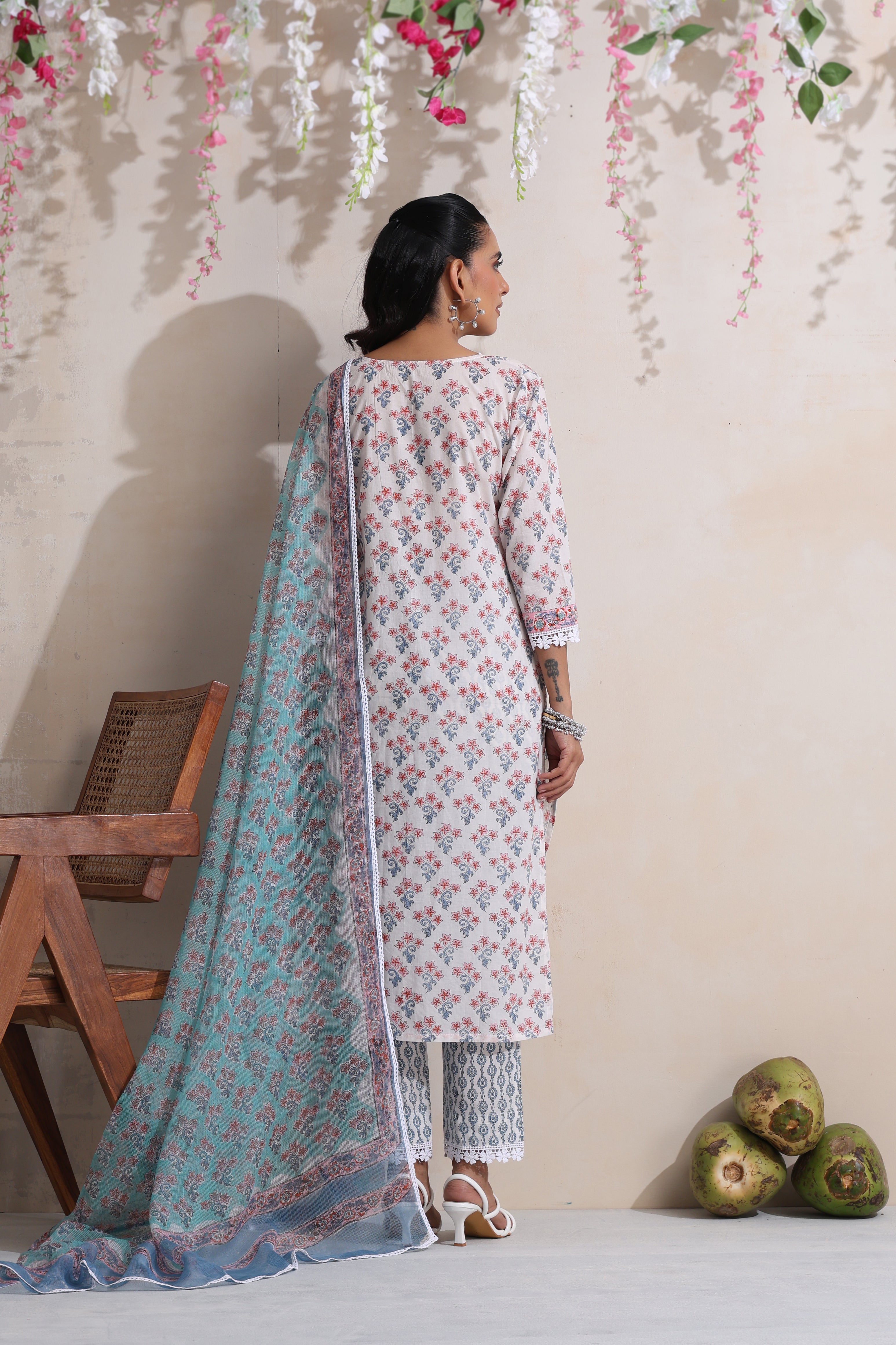 White Amelia Embroidered Kurta Set of 3