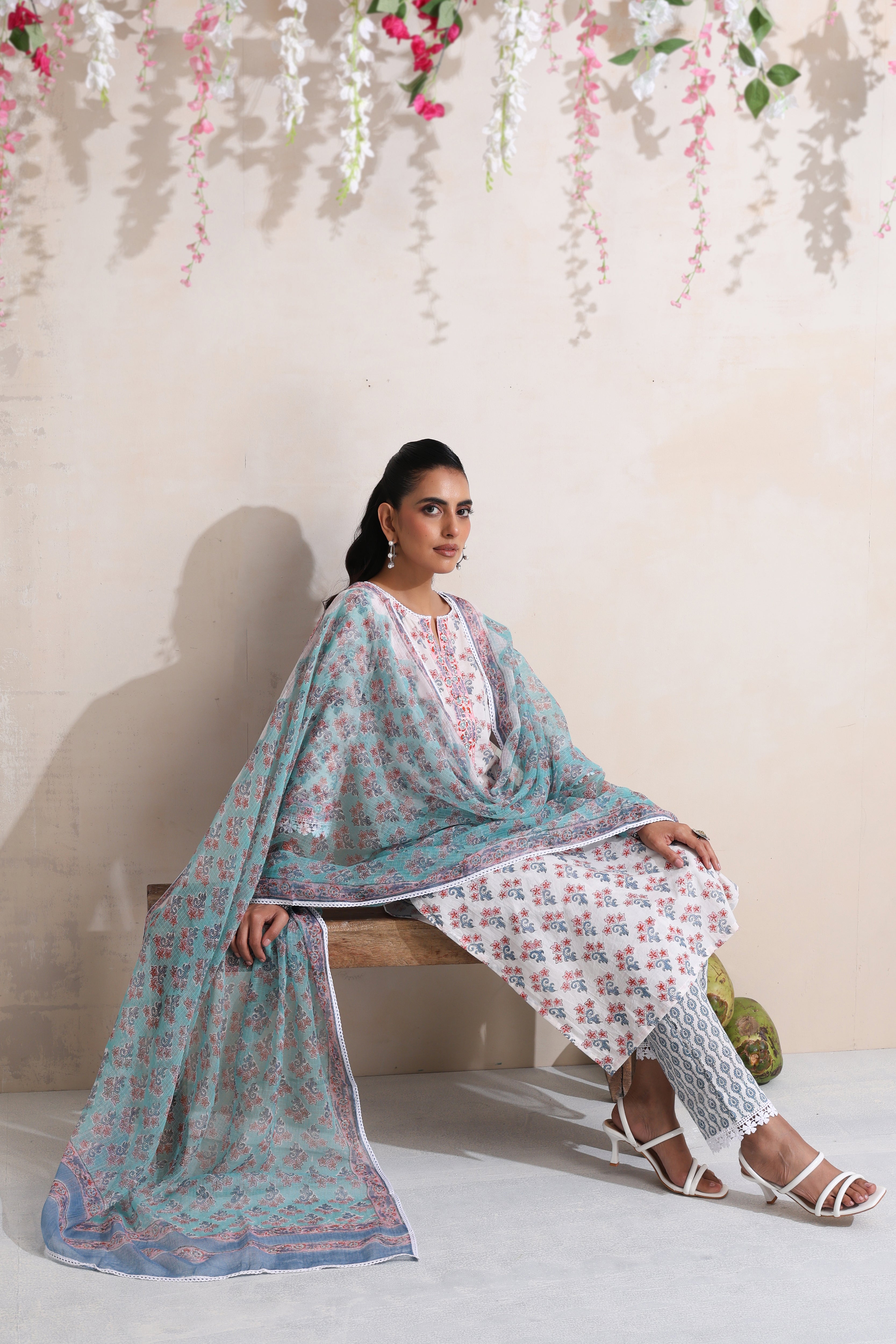 White Amelia Embroidered Kurta Set of 3