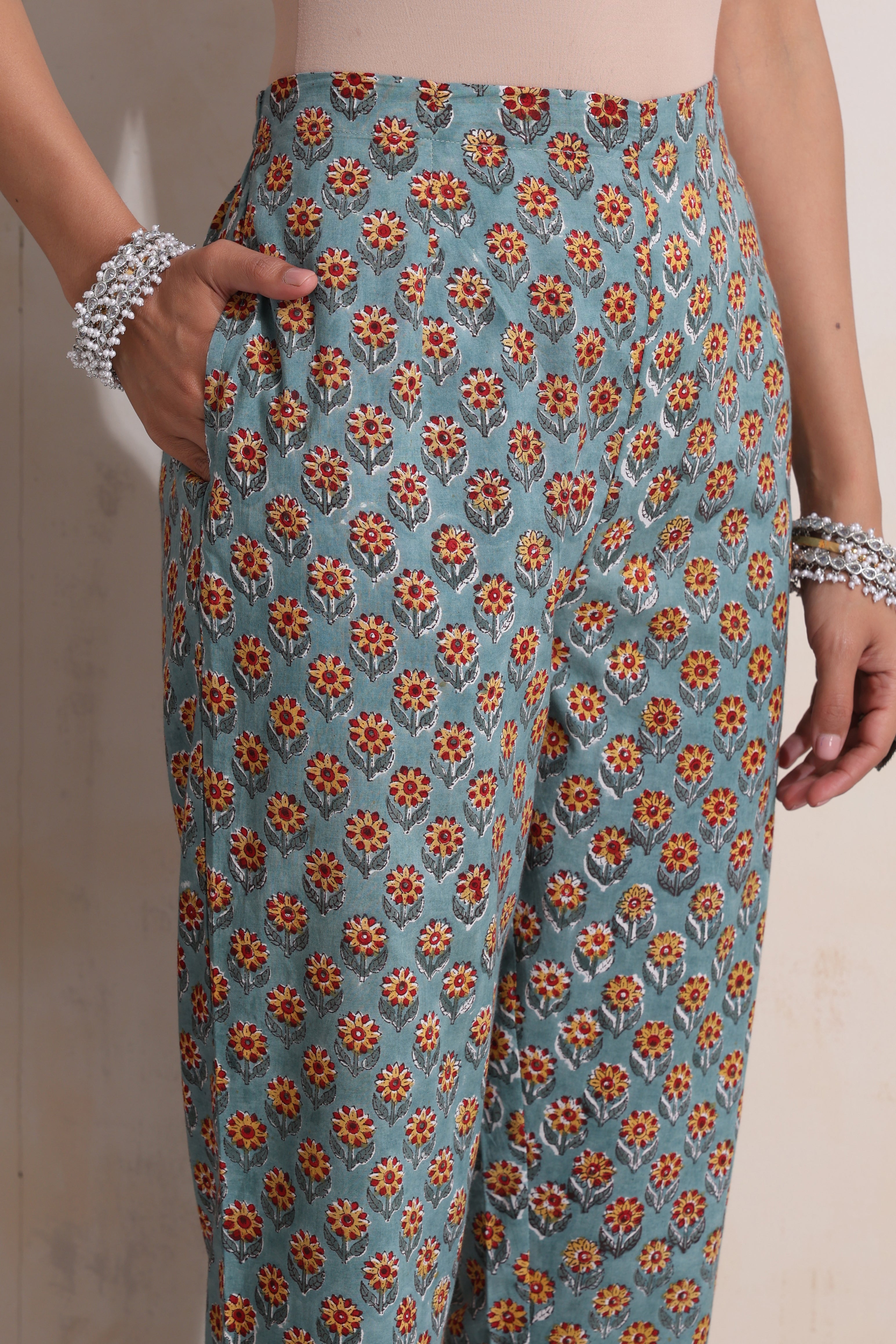 Green Gerrica Embroidered Kurta Set of 3