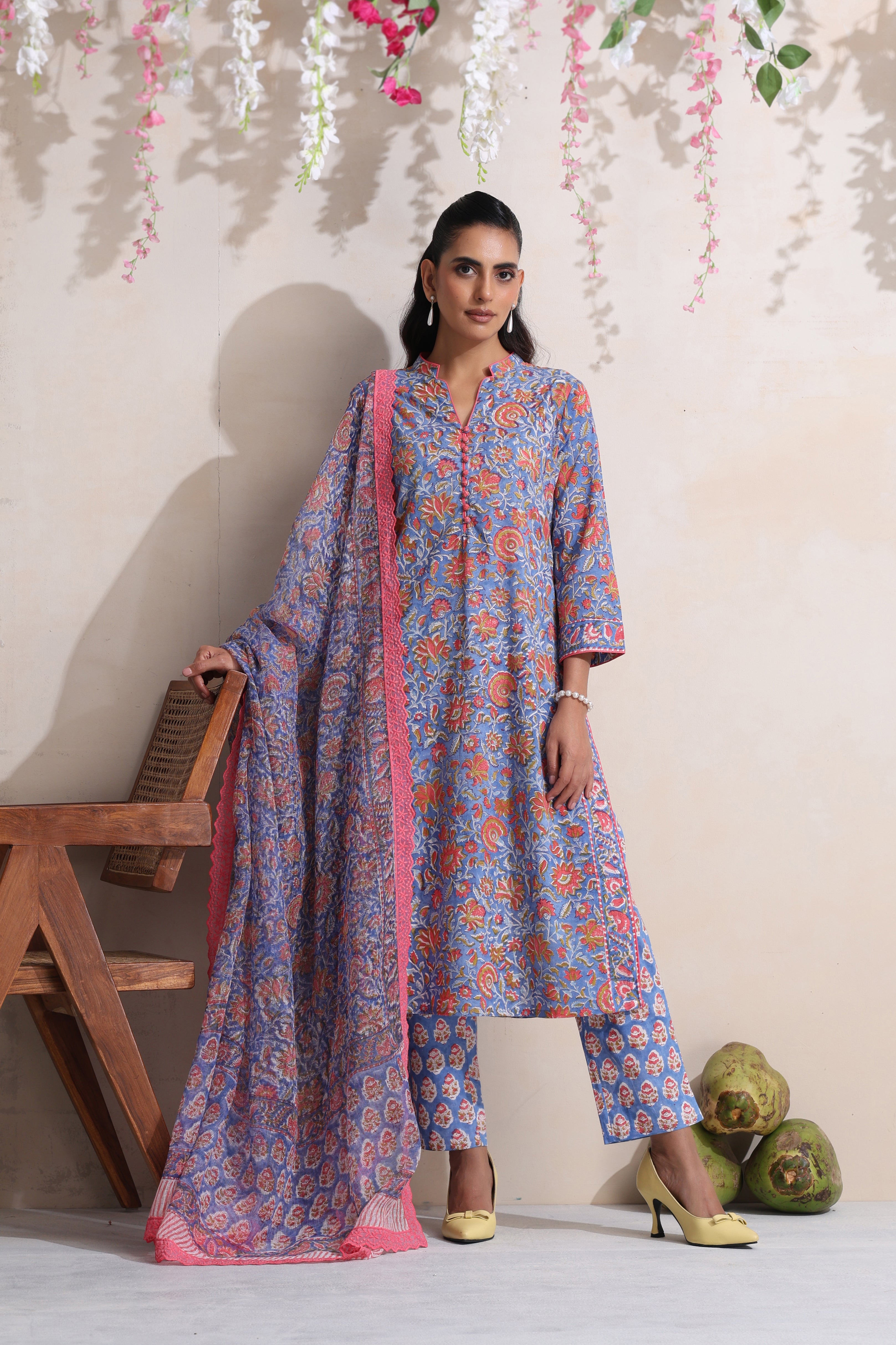 Blue Beverly Kurta Set of 3