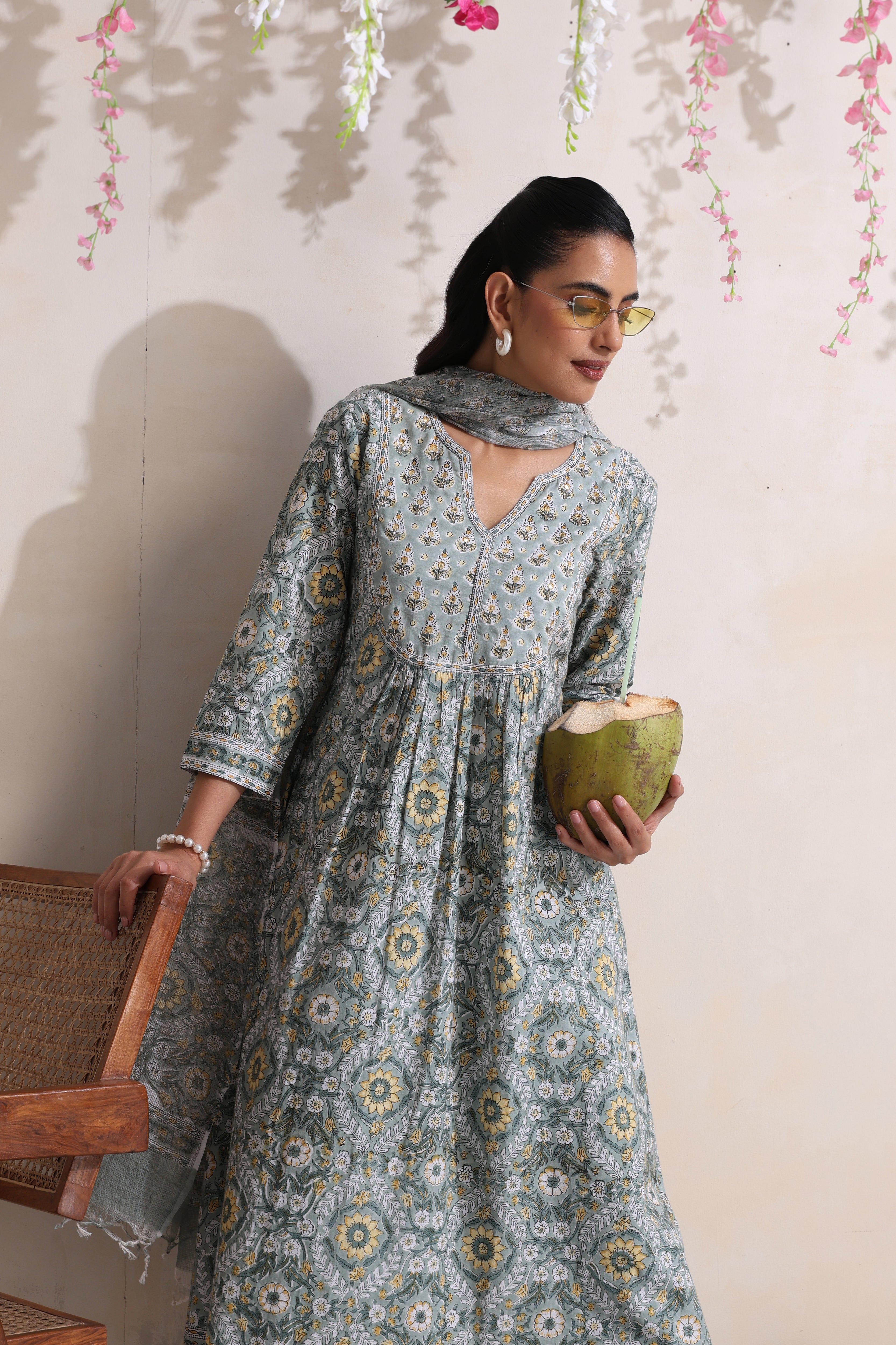 Green Aralia Embroidered Kurta Set of 3