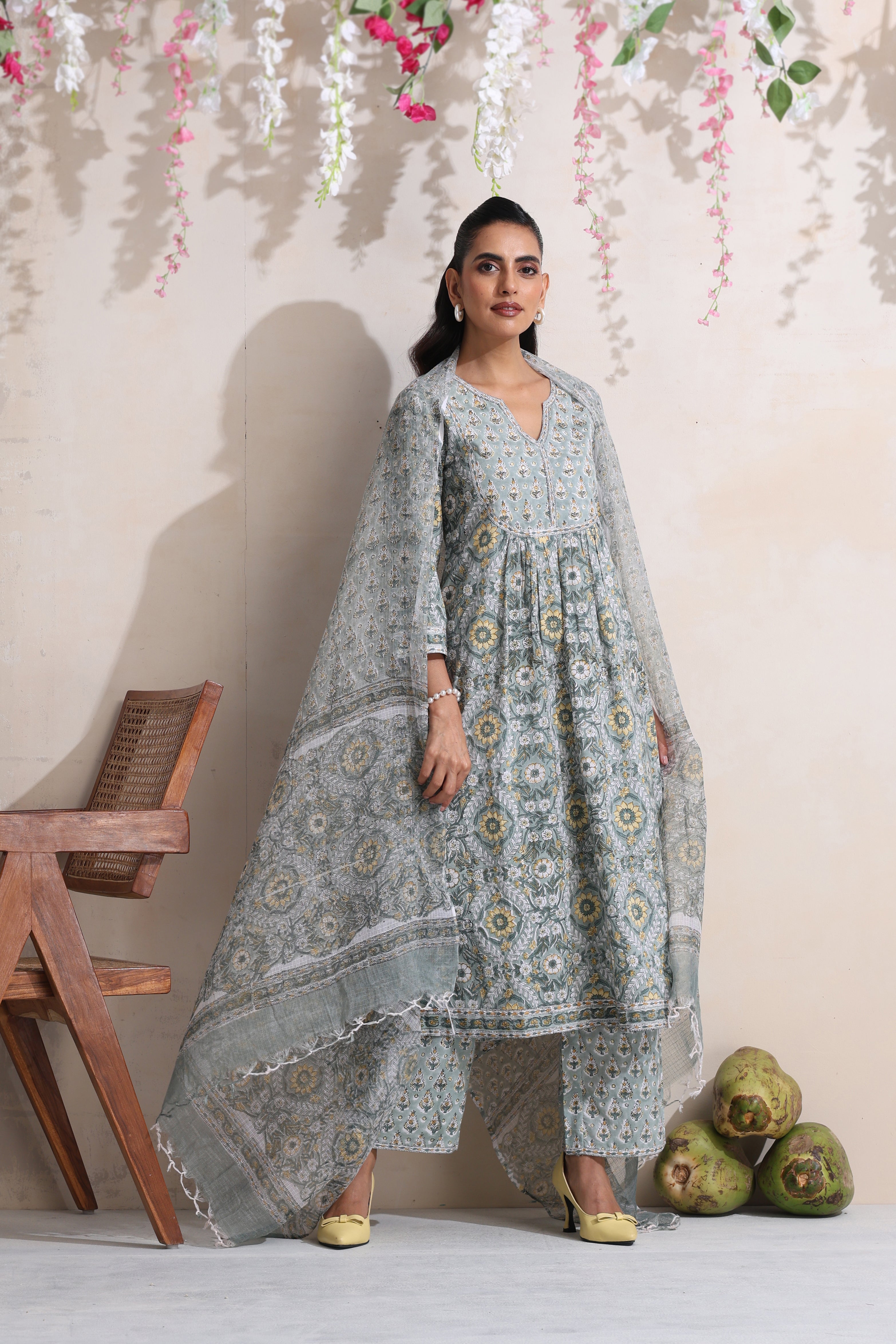 Green Aralia Embroidered Kurta Set of 3