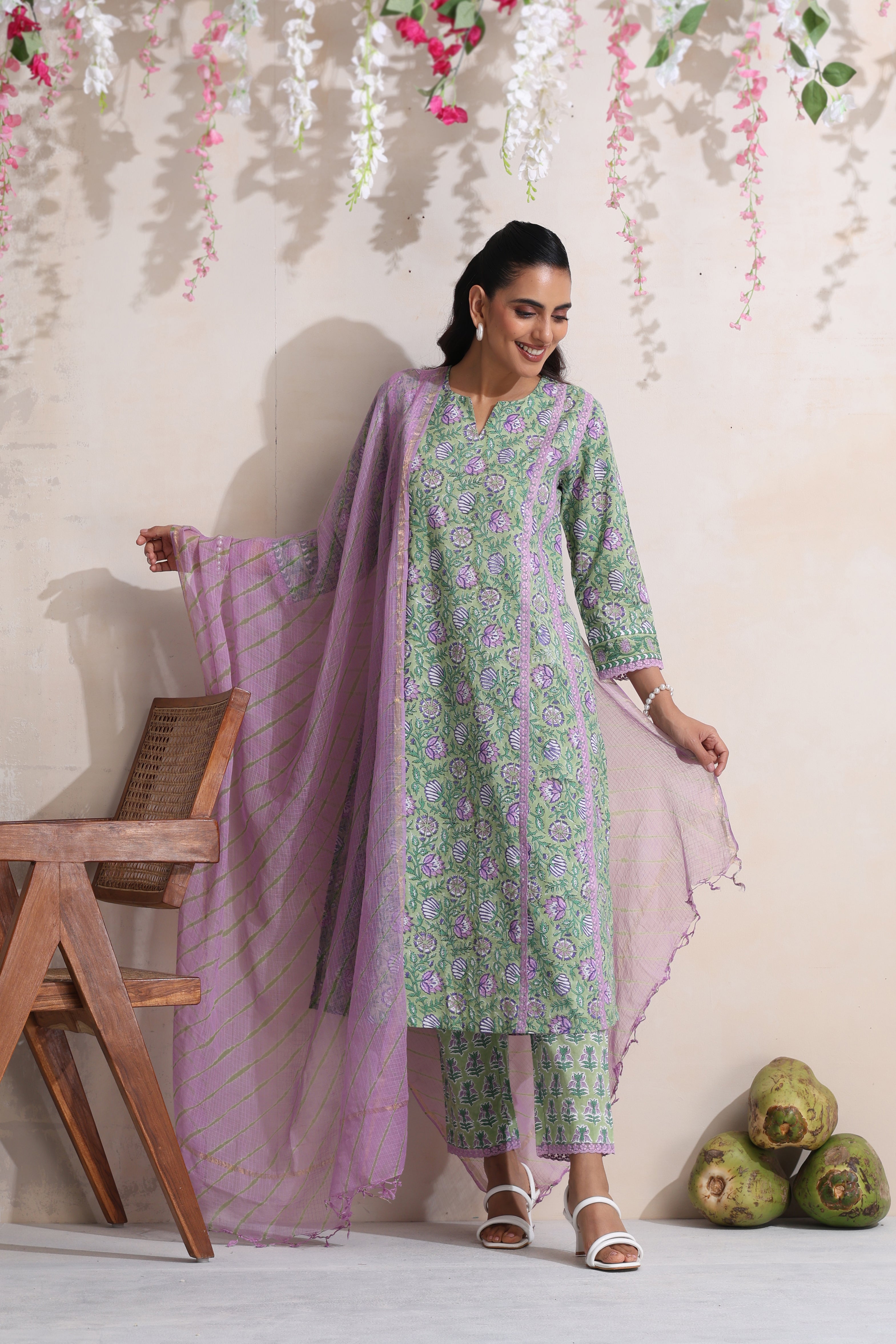 Green Greta Floral Kurta Set of 3