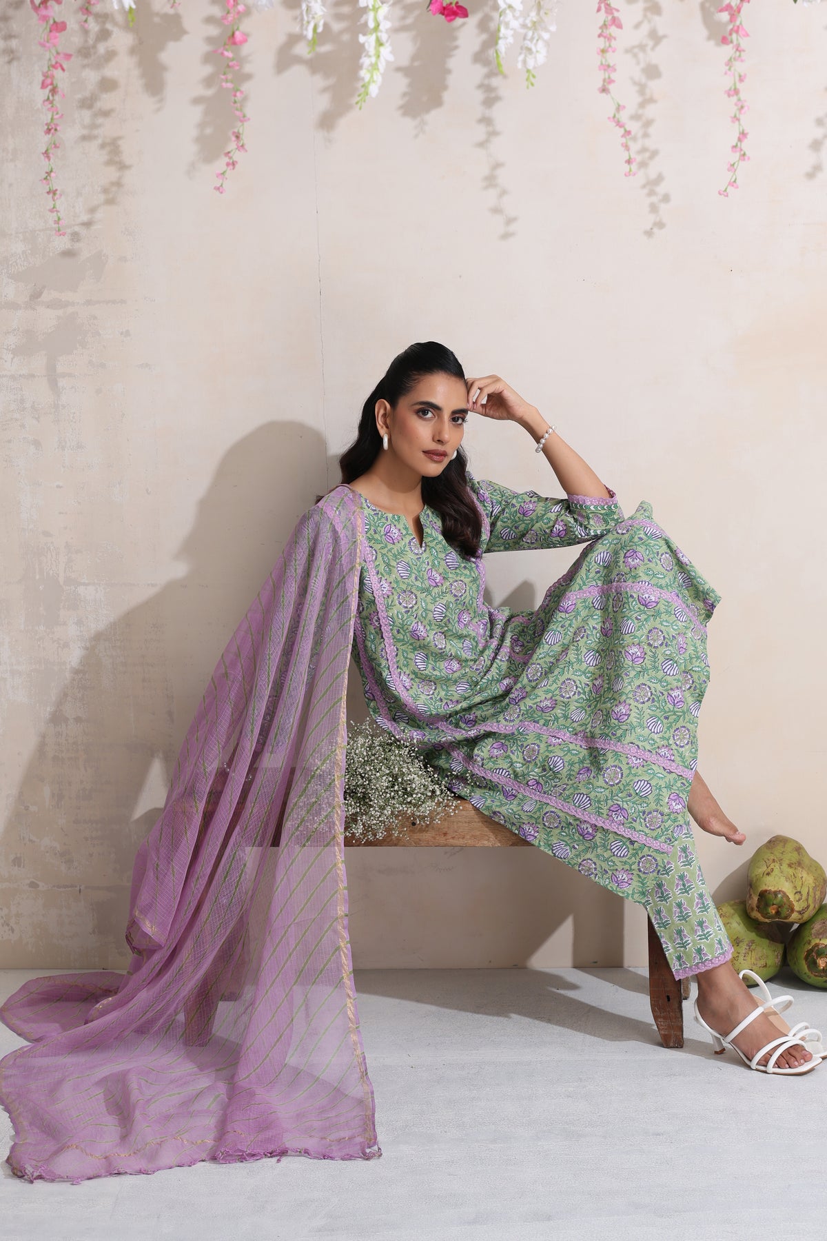 Green Greta Floral Kurta Set of 3