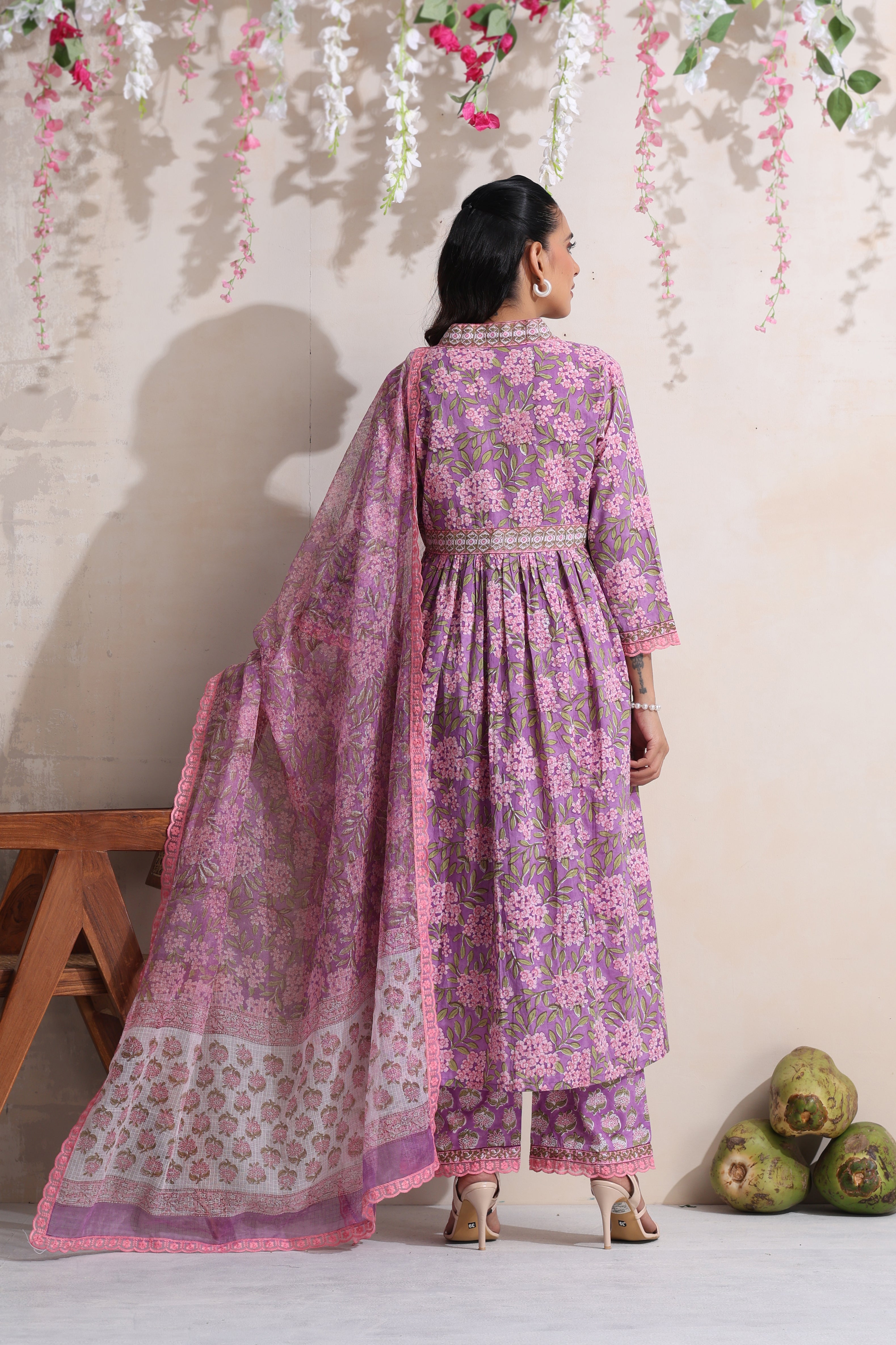 Lavender Lea Gathered Kurta Set of 3