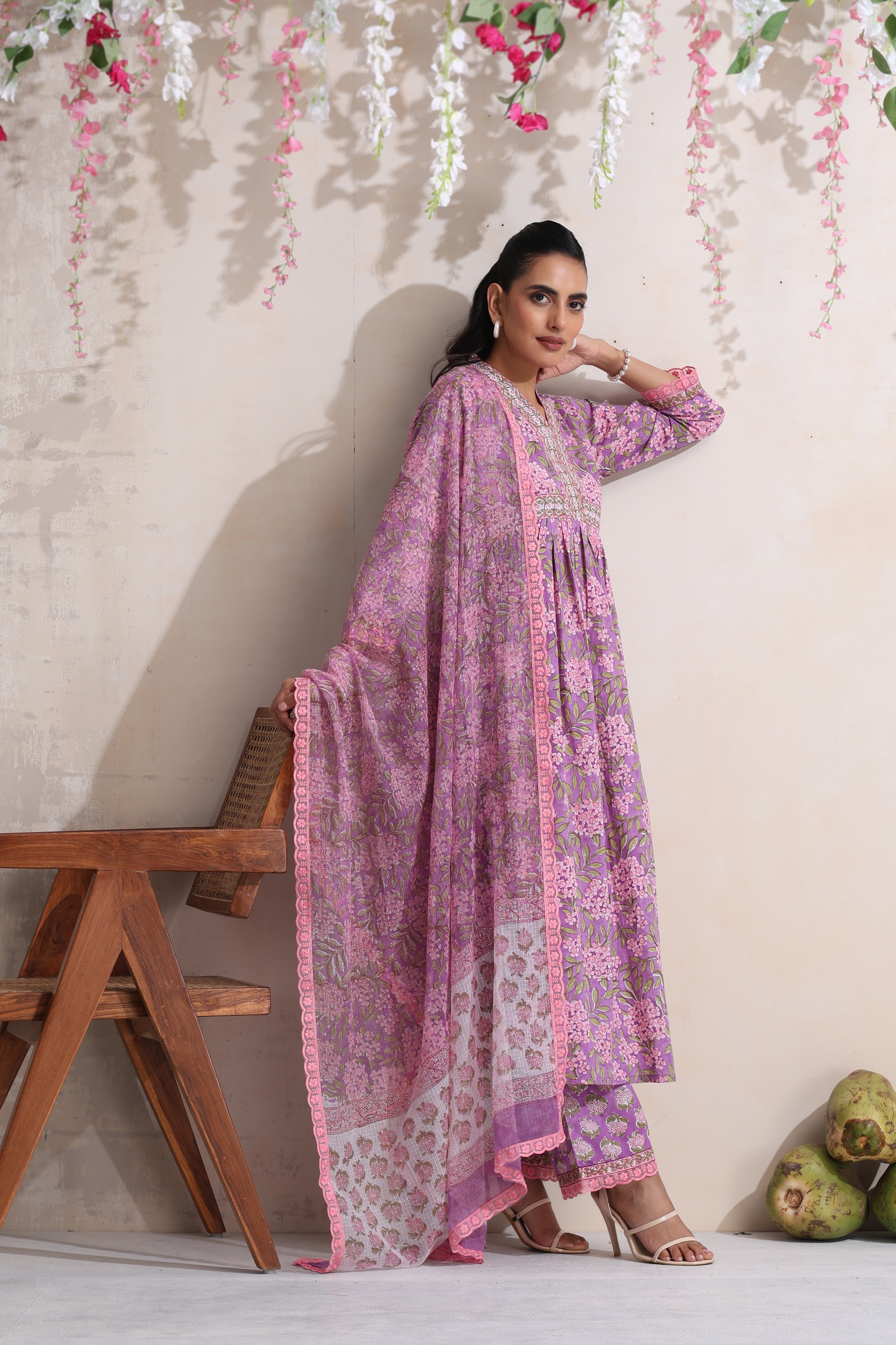 Lavender Lea Gathered Kurta Set of 3