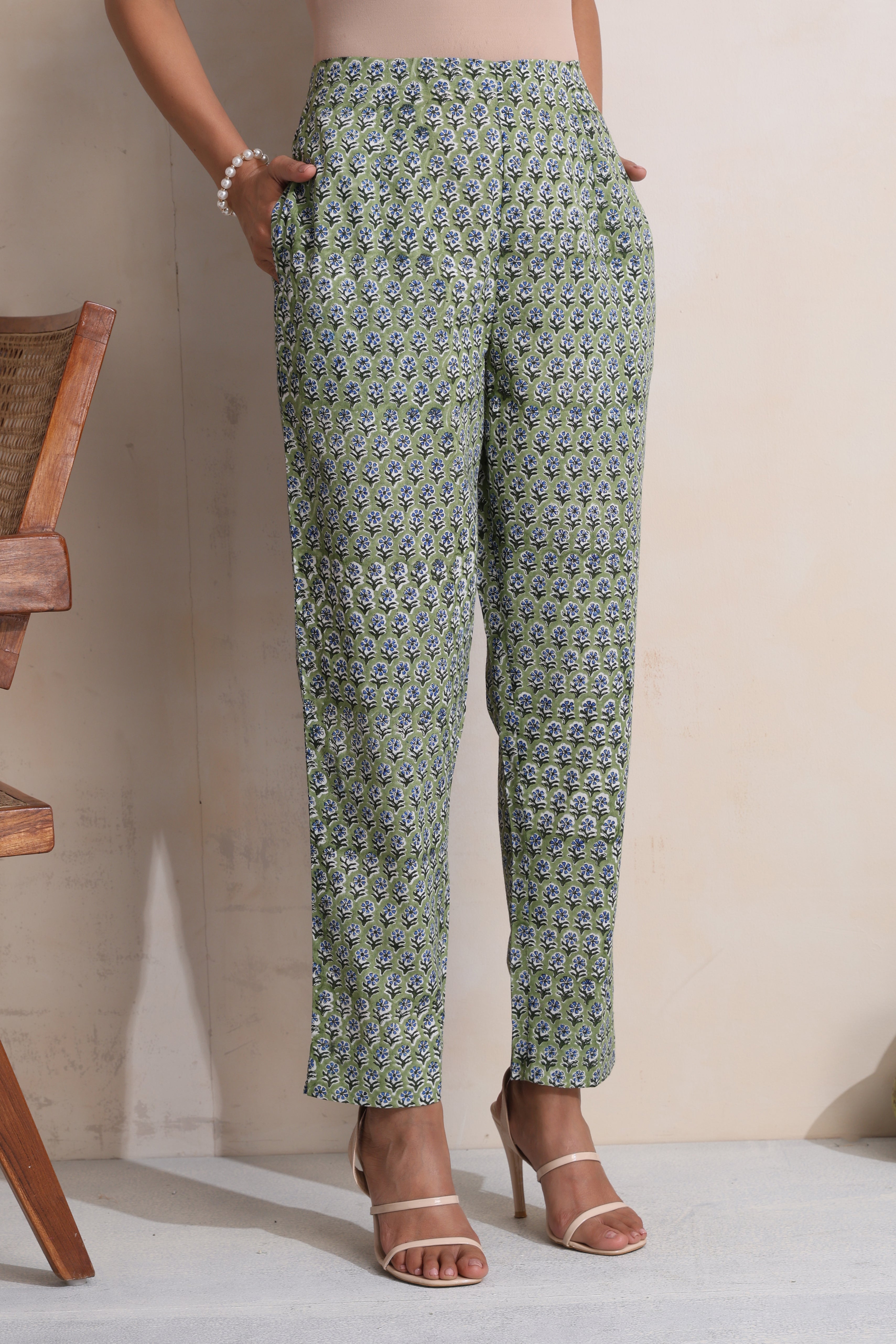 Green Gemma Gathered Kurta Set of 3