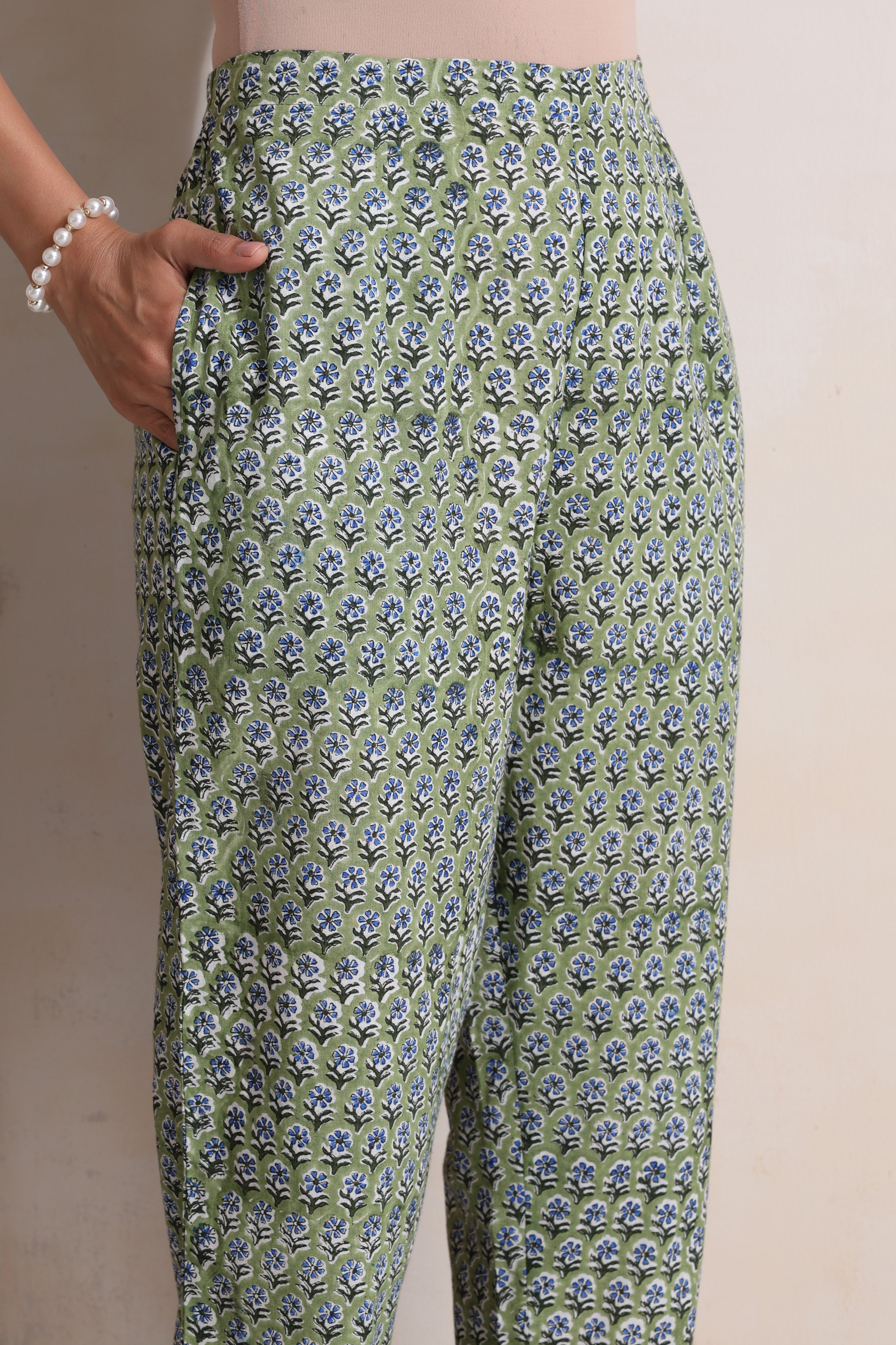 Green Gemma Gathered Kurta Set of 3