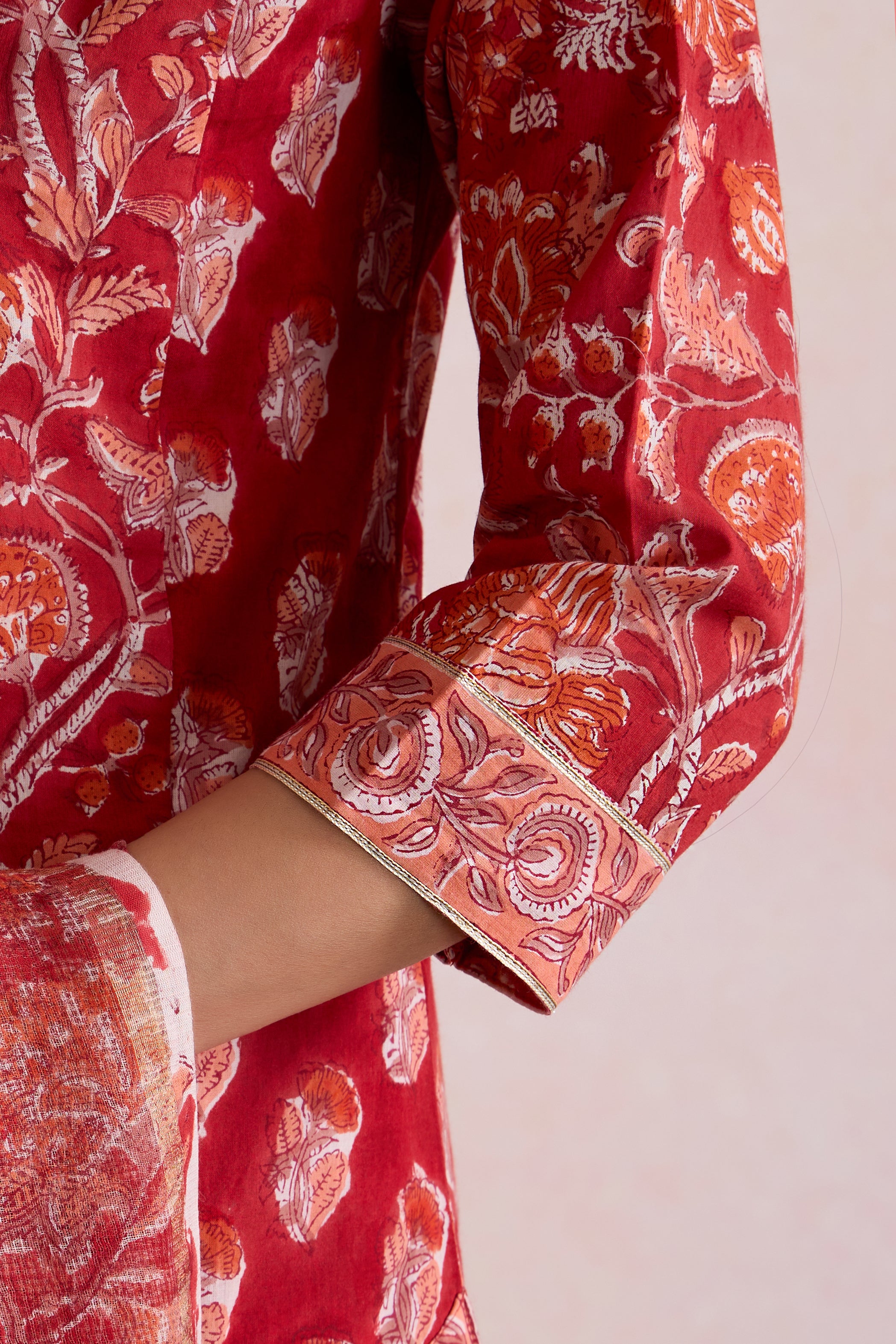 Red Rebecca Floral Kurta Set of 3