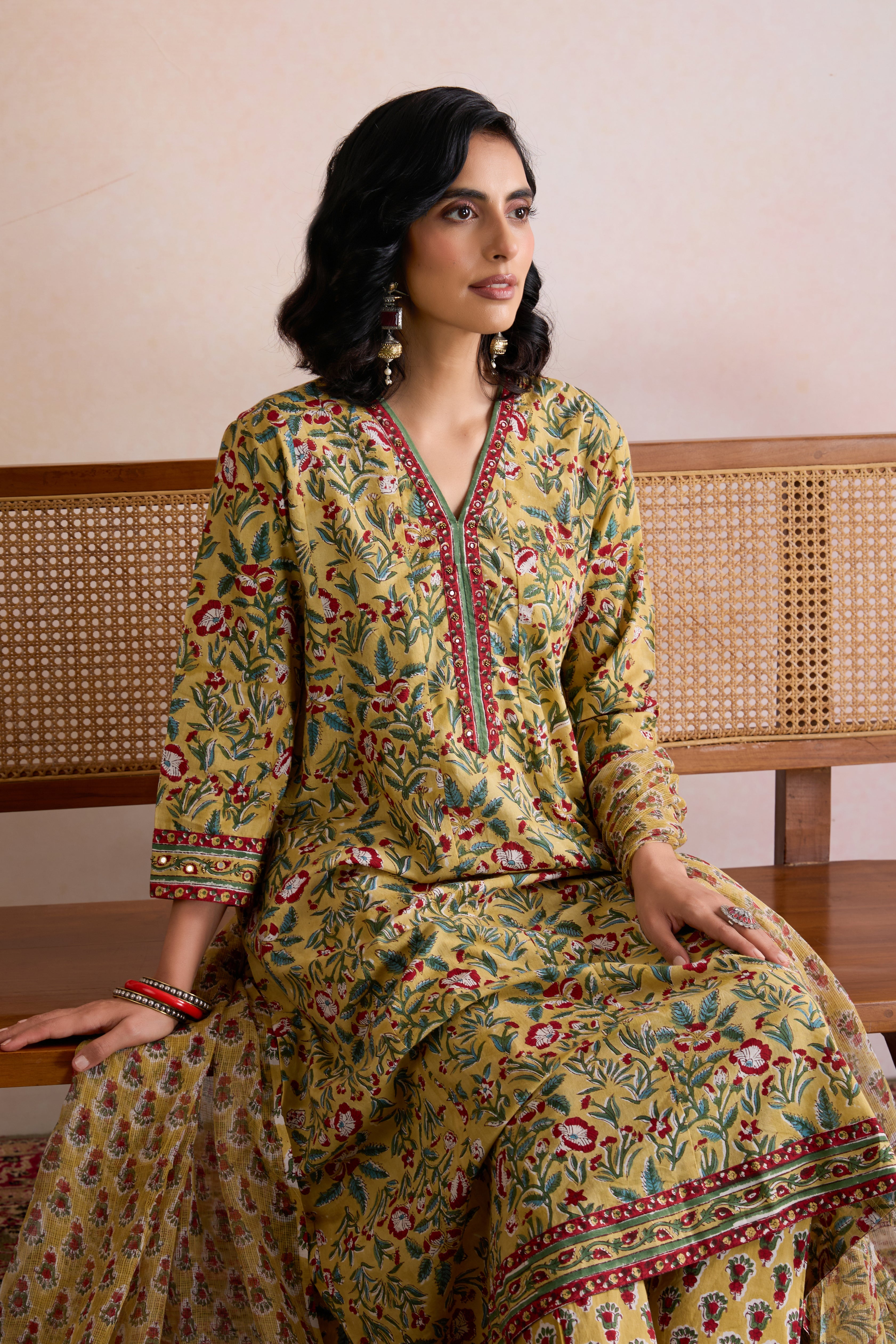 Yellow Evie Embroidered Kurta Set of 3