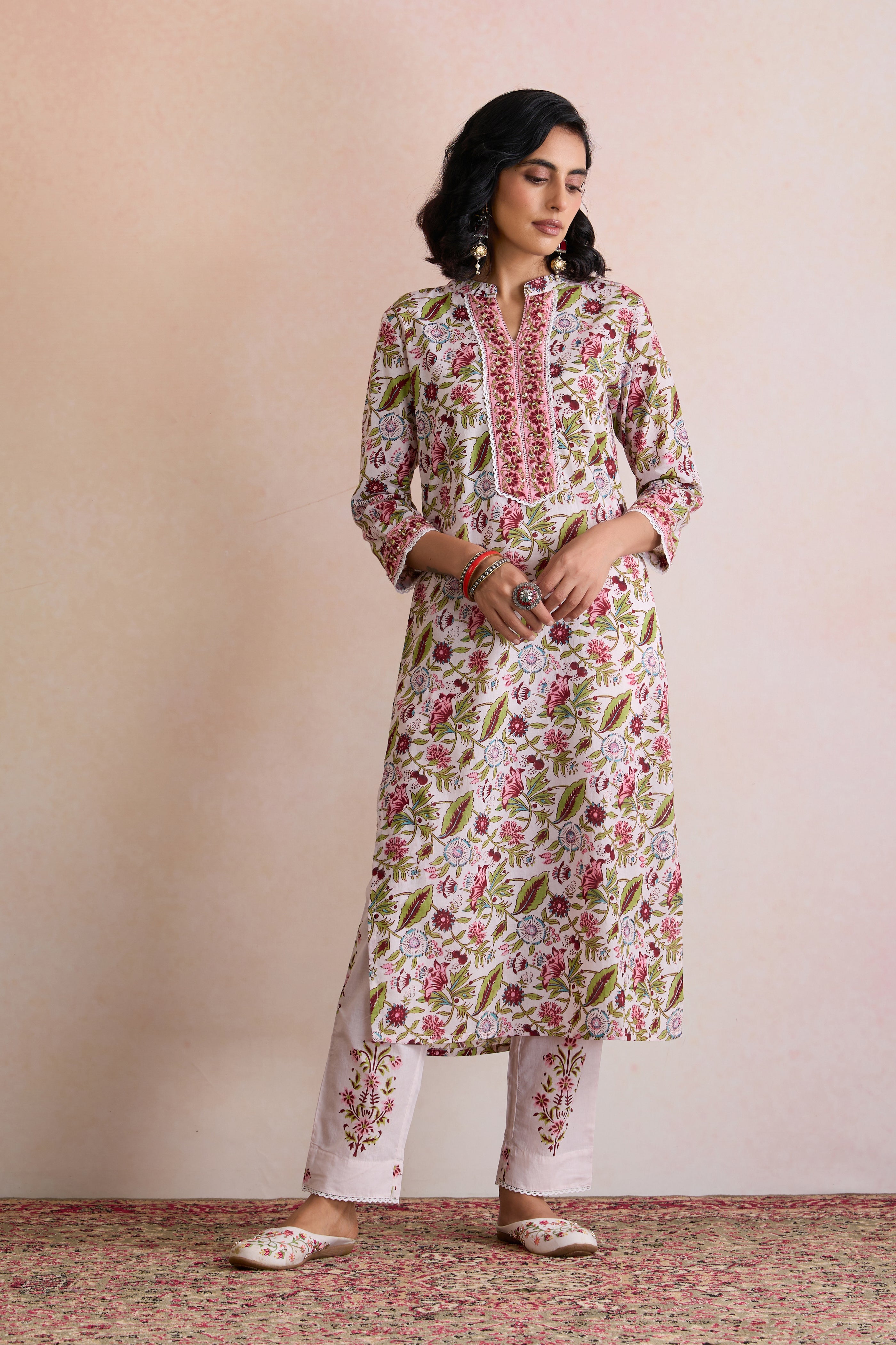 White Elsa Embroidered Kurta Set of 3