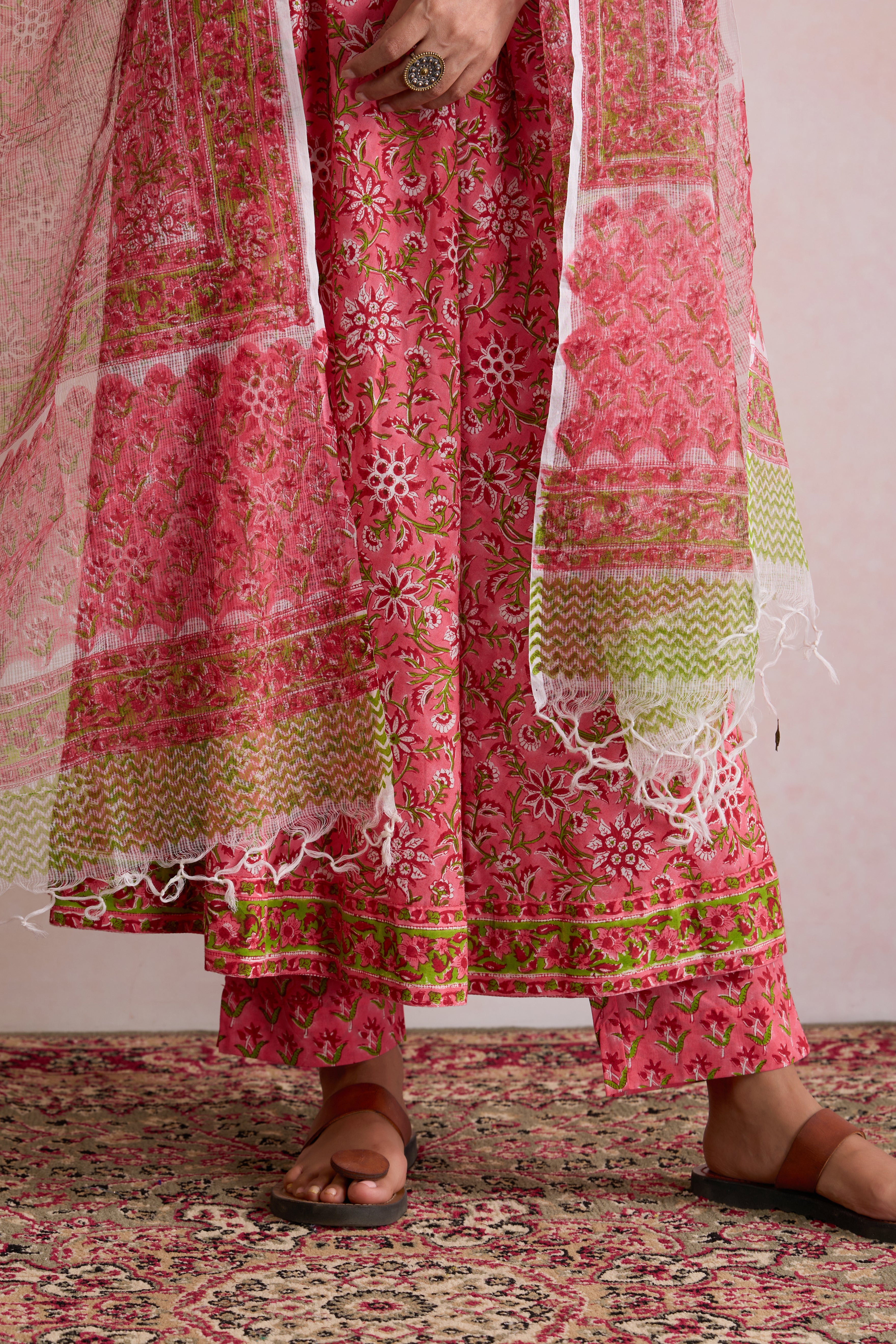 Pink Chelsea Embroidered Anarkali Set of 3