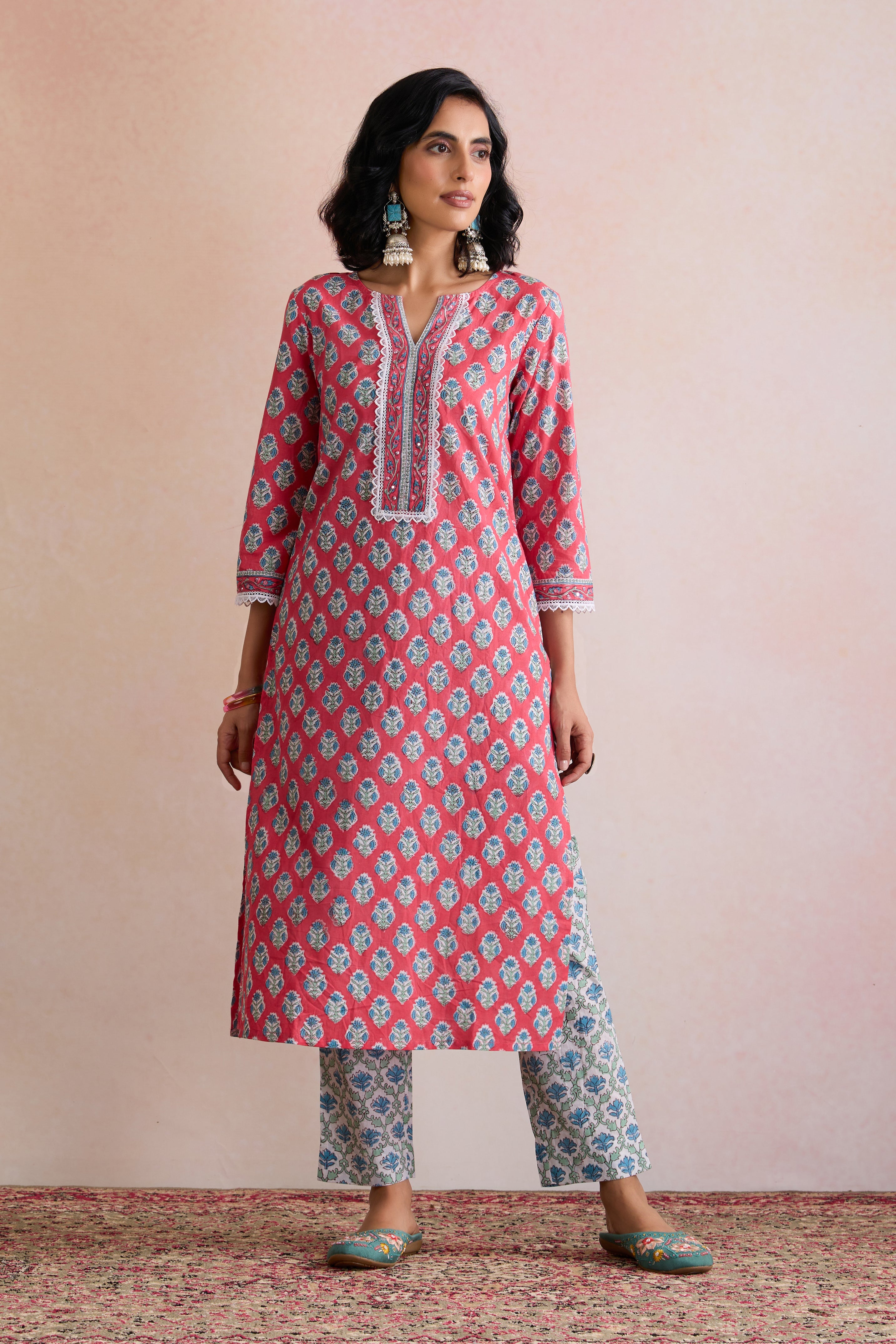 Pink Patricia Embroidered Kurta Set of 3
