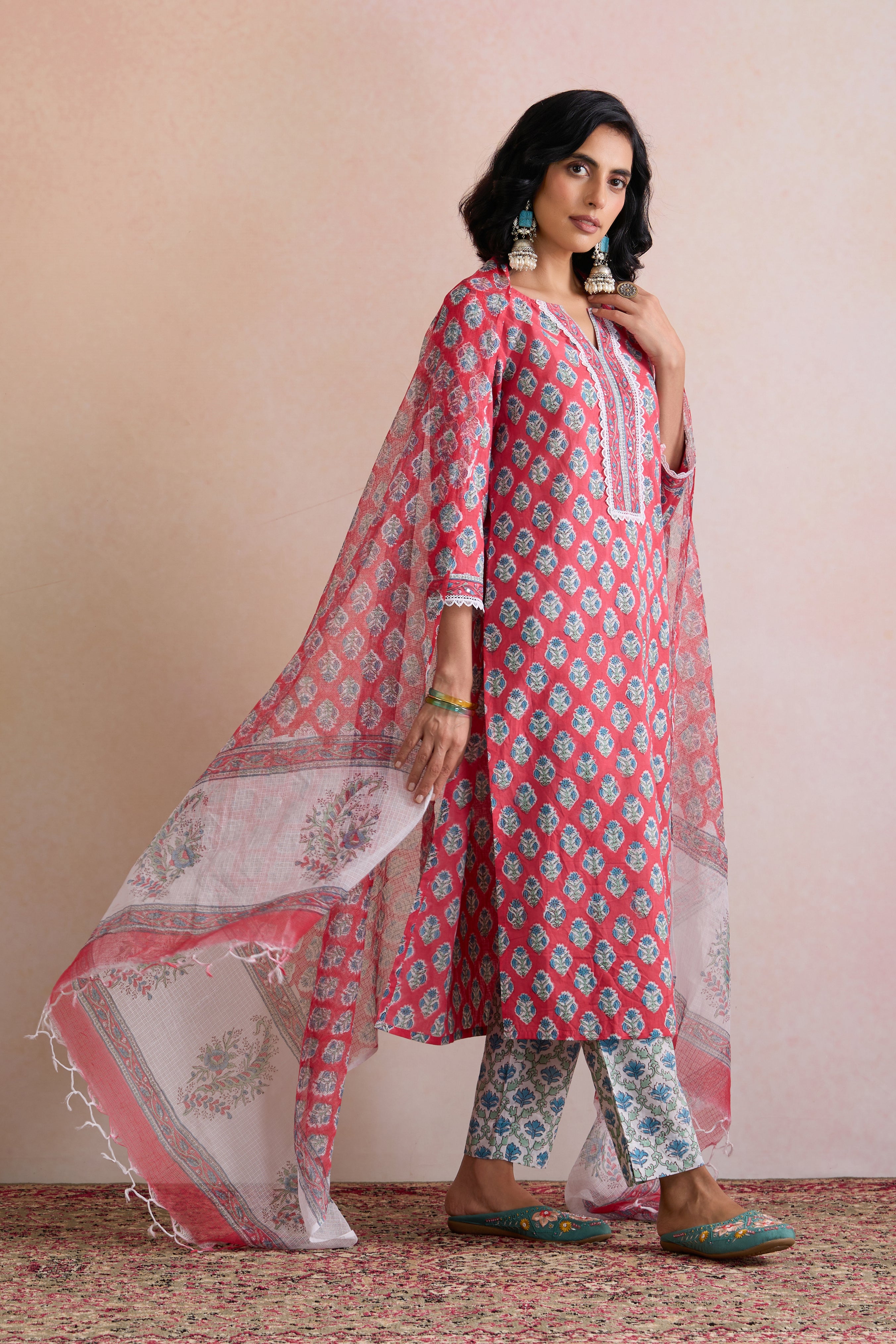 Pink Patricia Embroidered Kurta Set of 3
