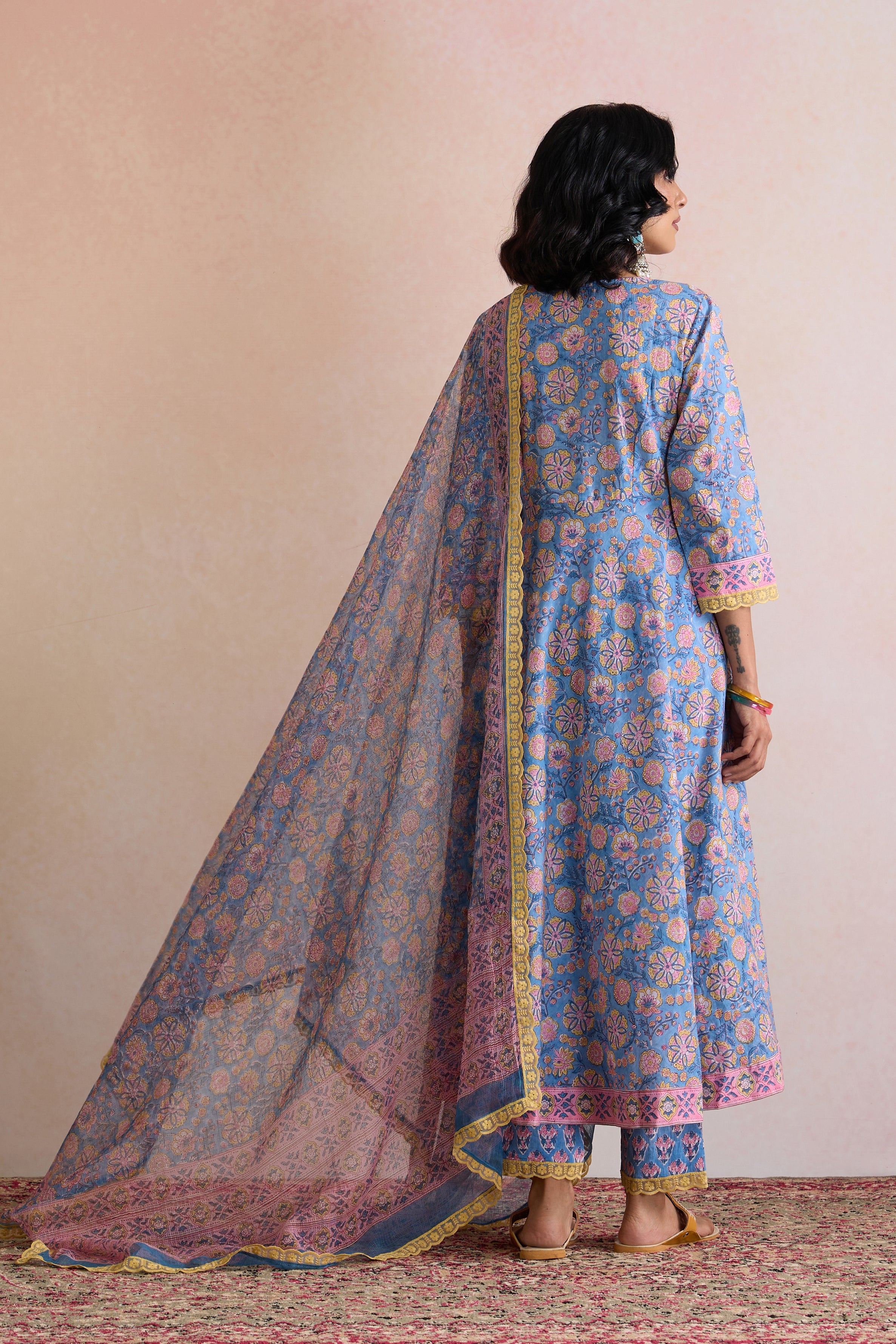 Blue Blair Floral Anarkali Set of 3