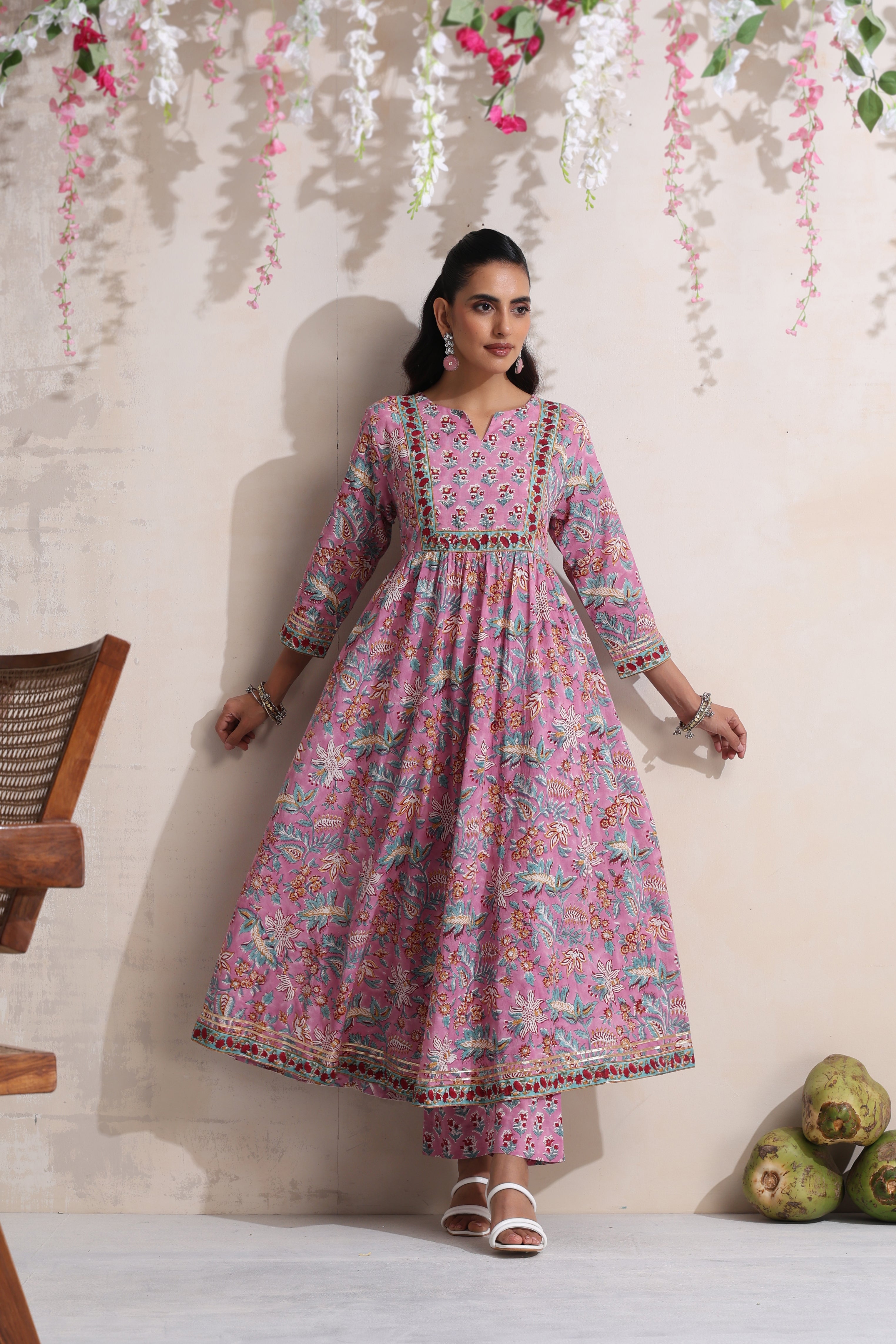 Purple Zinnia Embroidered Anarkali Set of 3