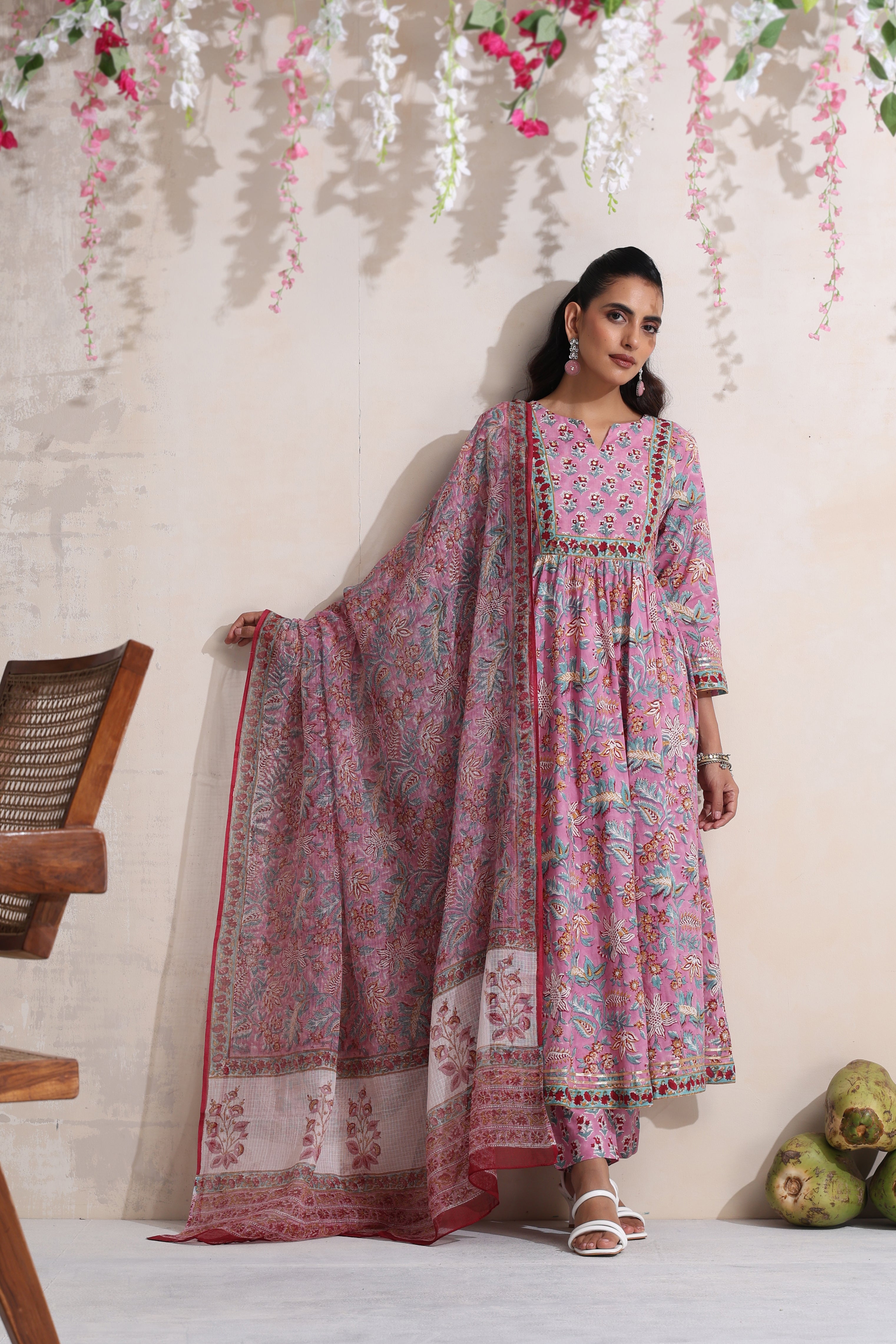 Purple Zinnia Embroidered Anarkali Set of 3