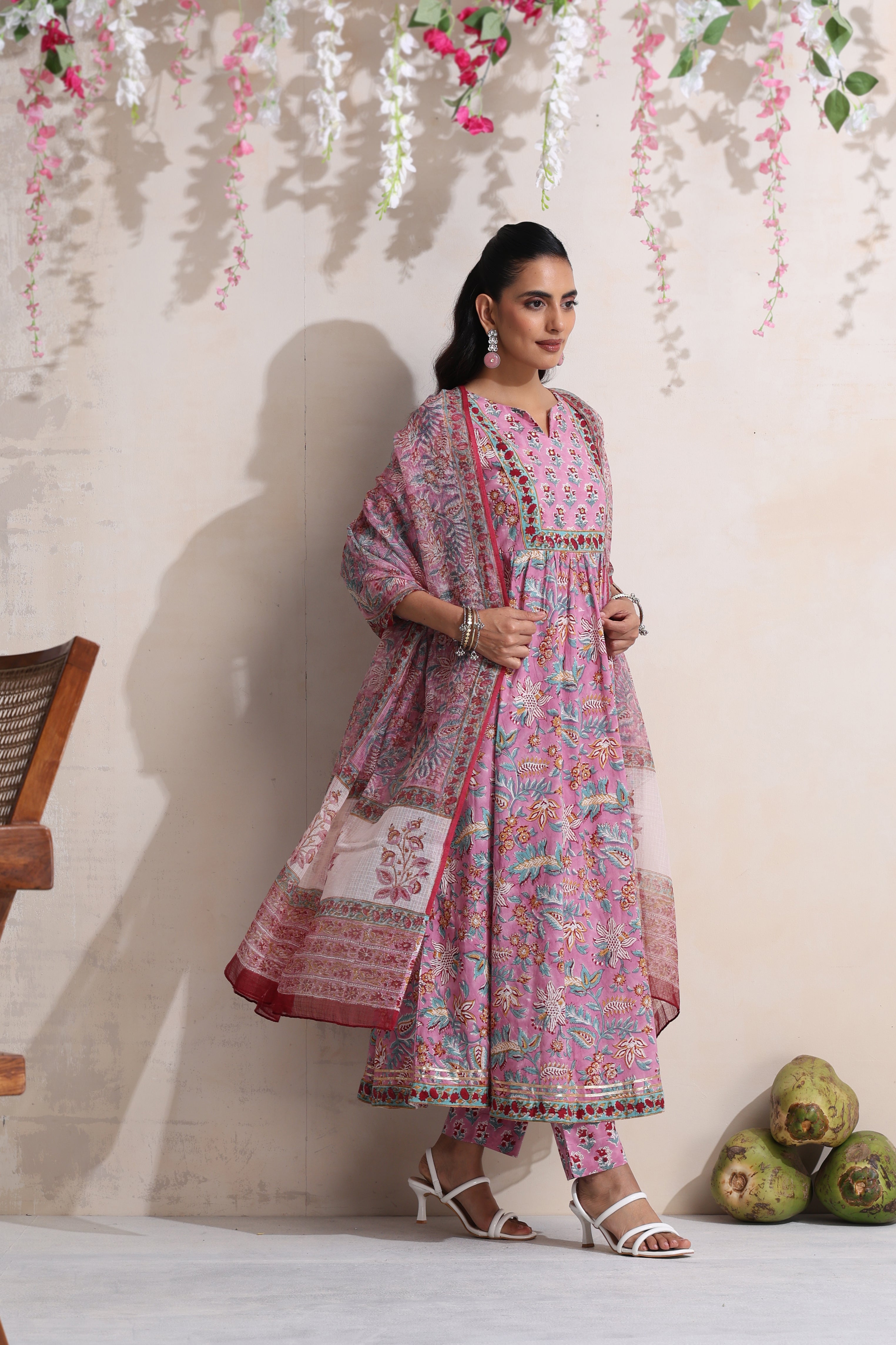 Purple Zinnia Embroidered Anarkali Set of 3