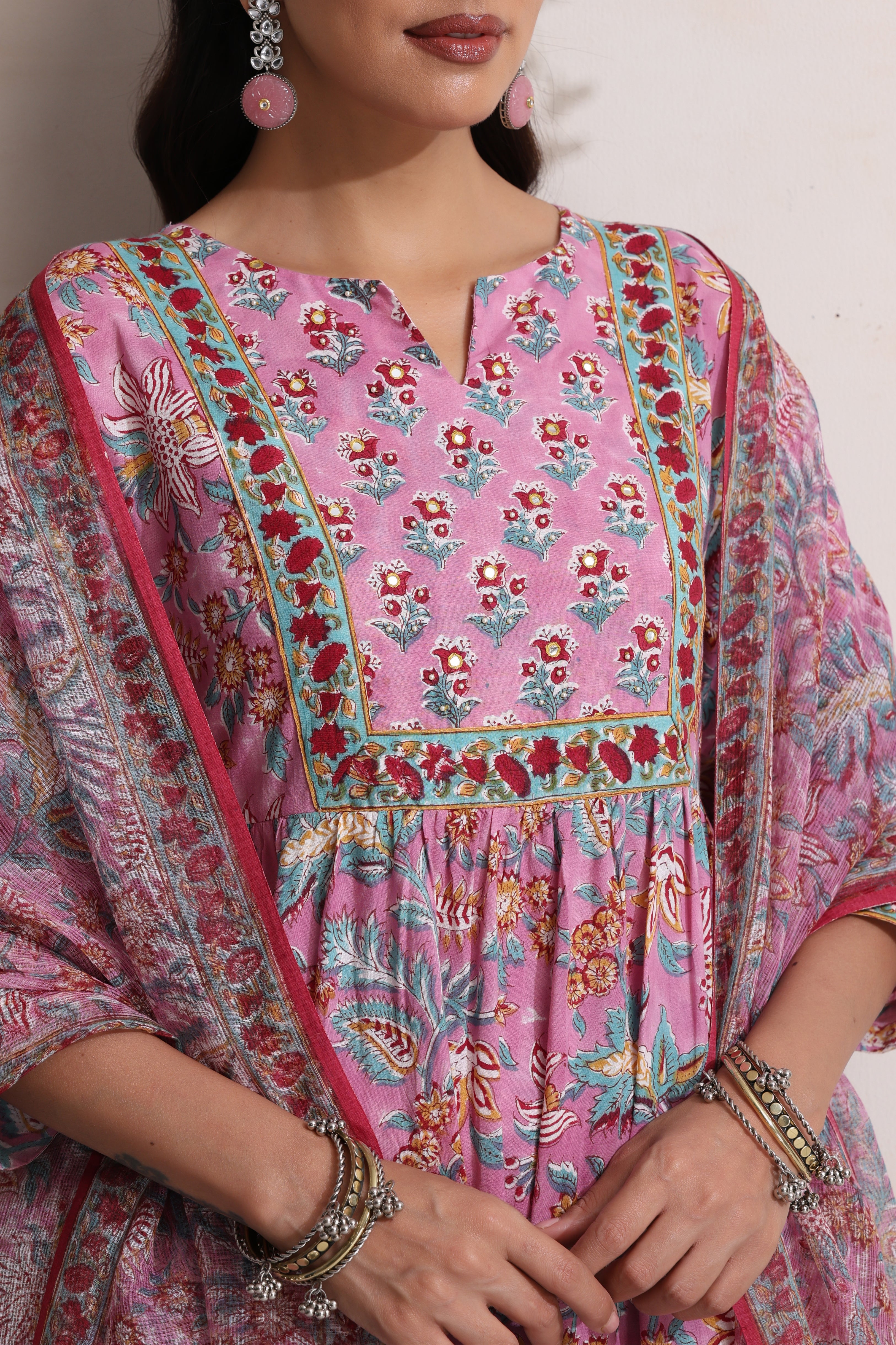 Purple Zinnia Embroidered Anarkali Set of 3