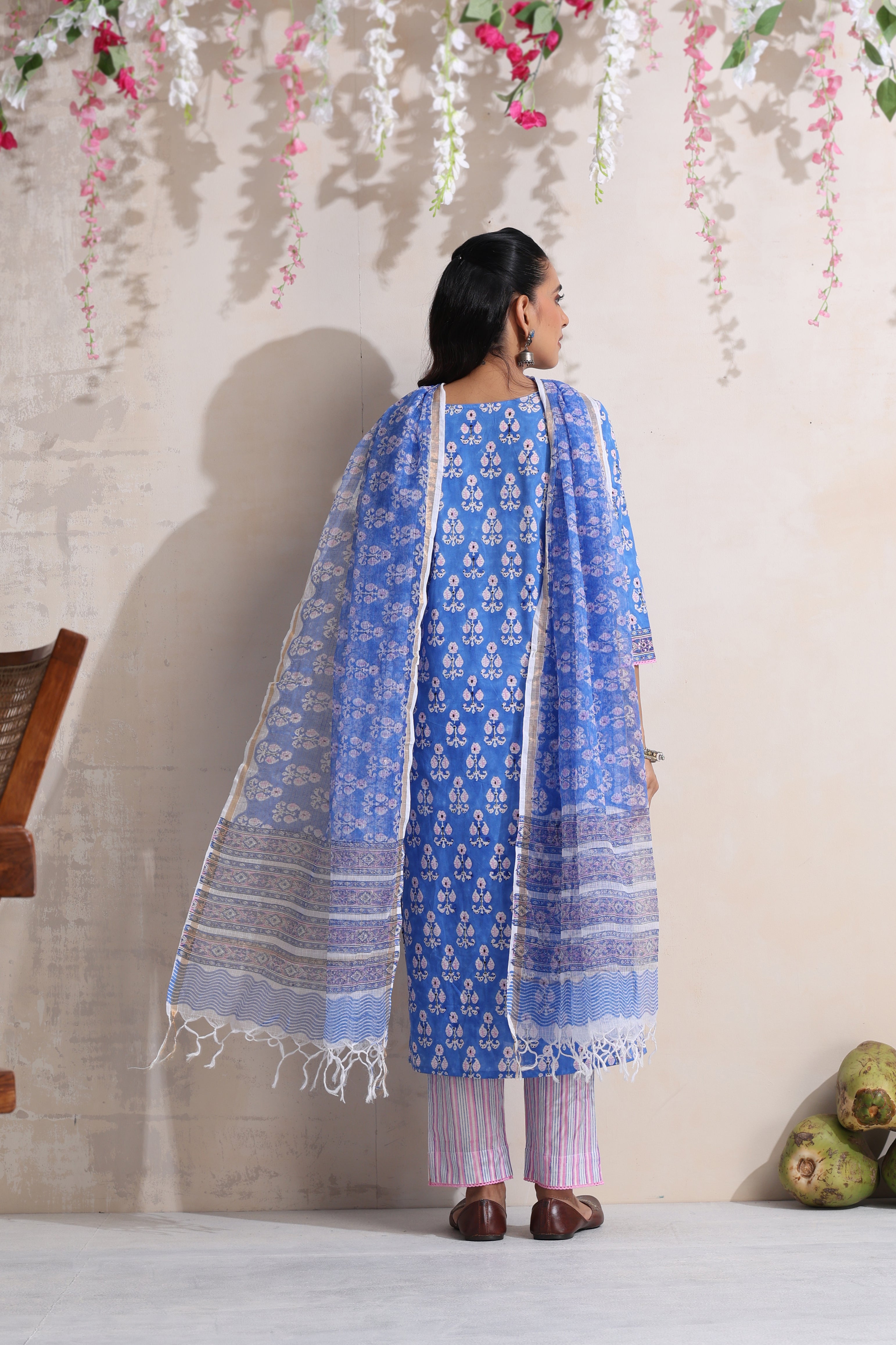 Blue Bruna Embroidered Kurta Set of 3