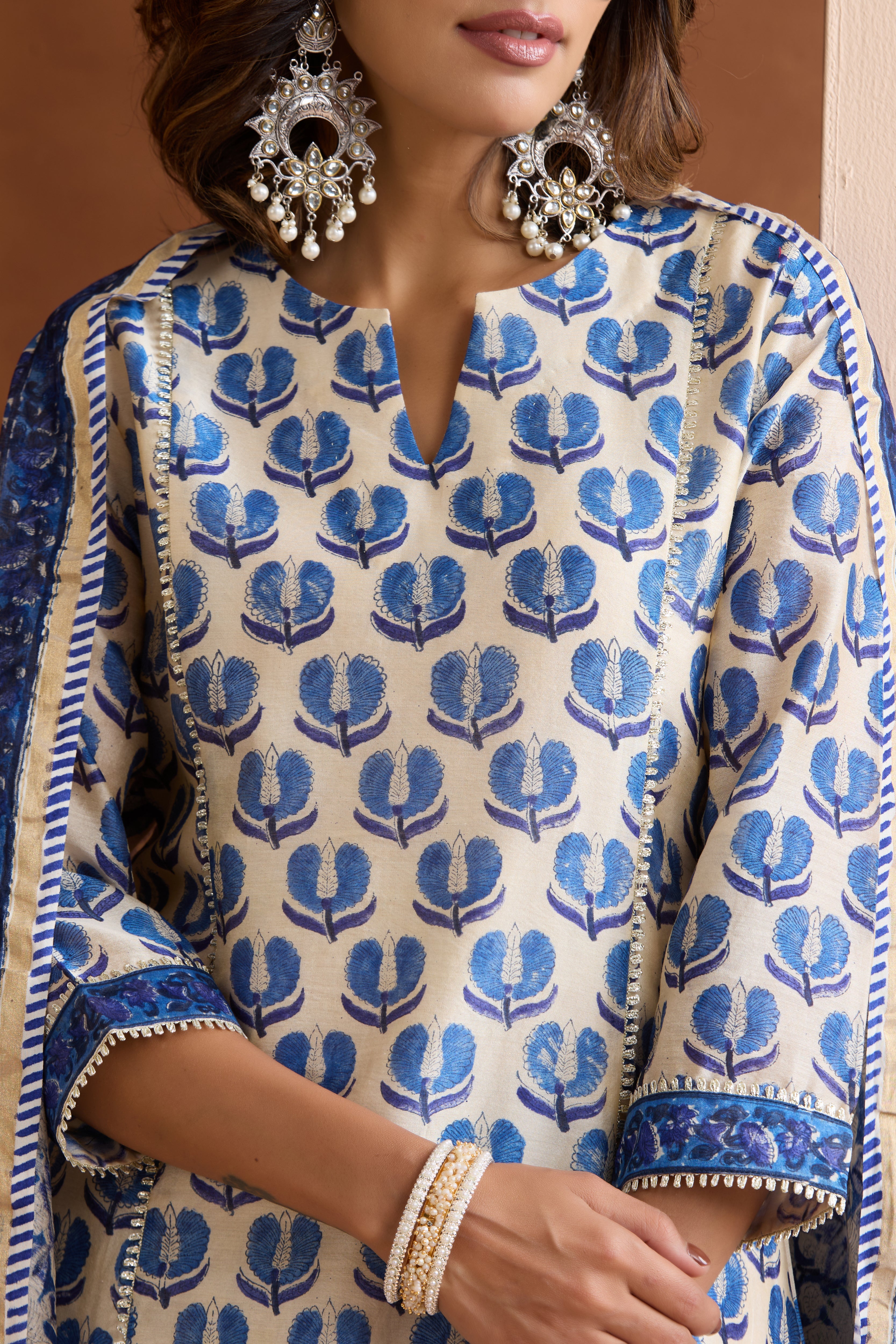 Pearl White Chanderi Kurta Set of 3