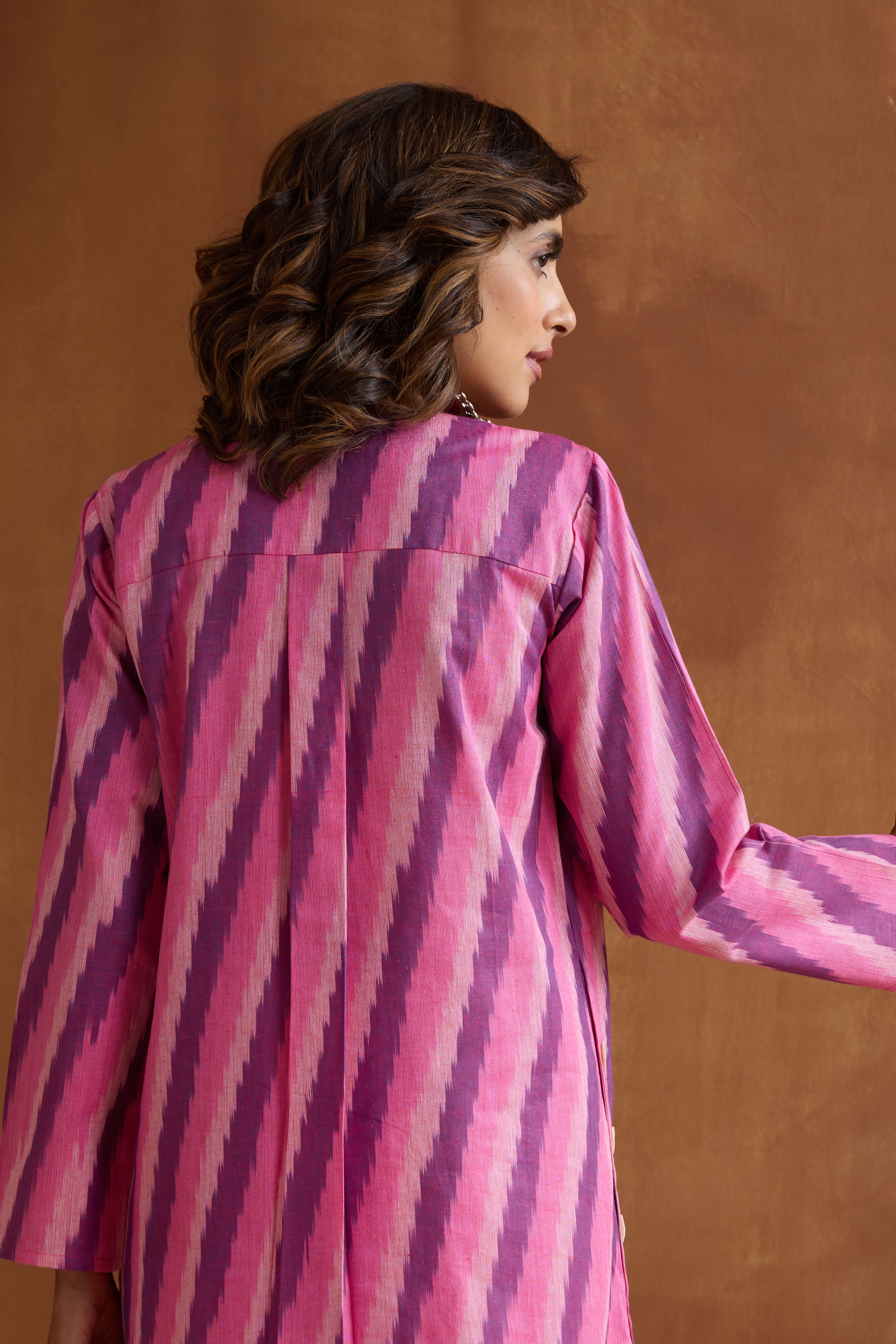 Pink Rosie Ikat Handloom Cotton Kurta