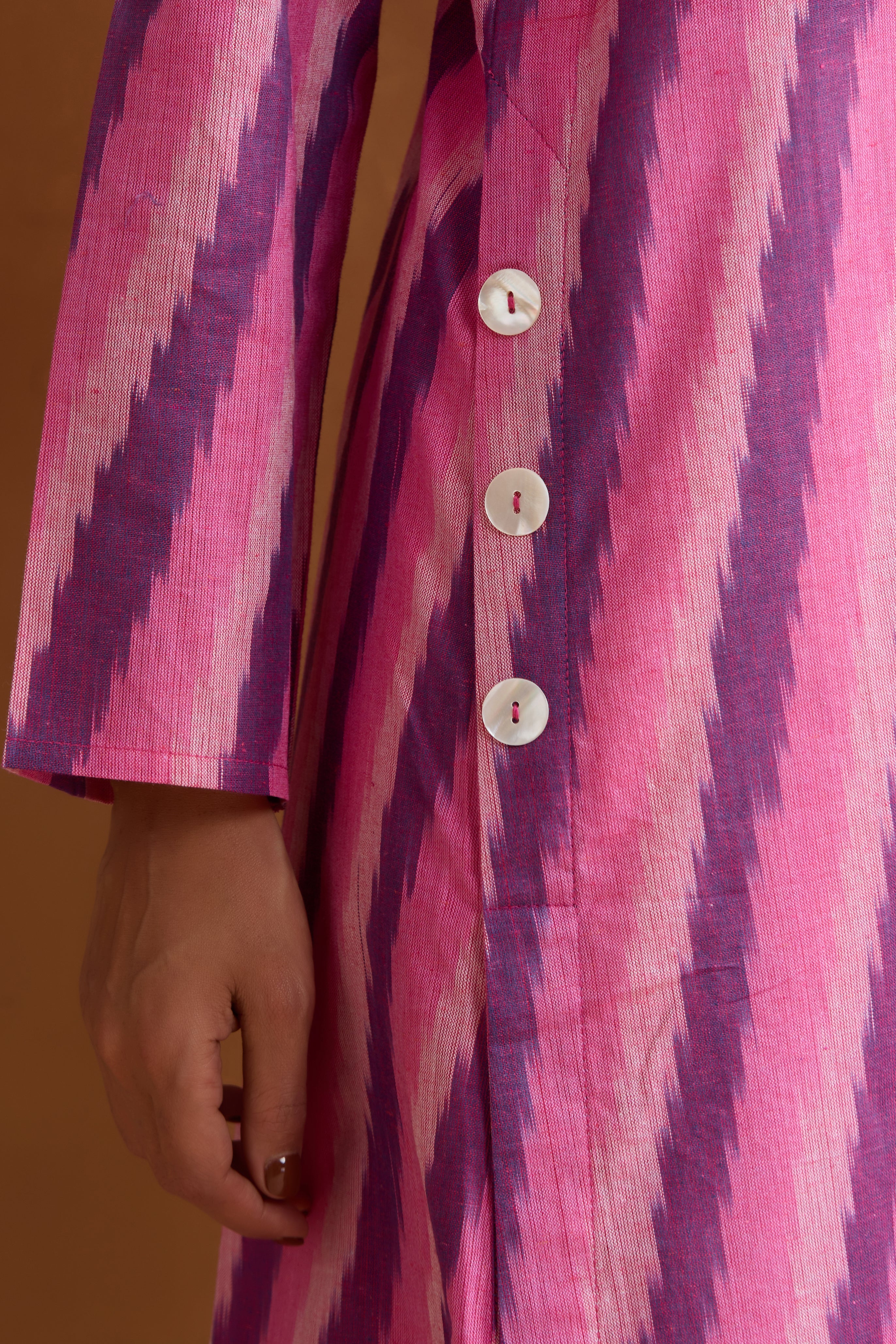 Pink Rosie Ikat Handloom Cotton Kurta