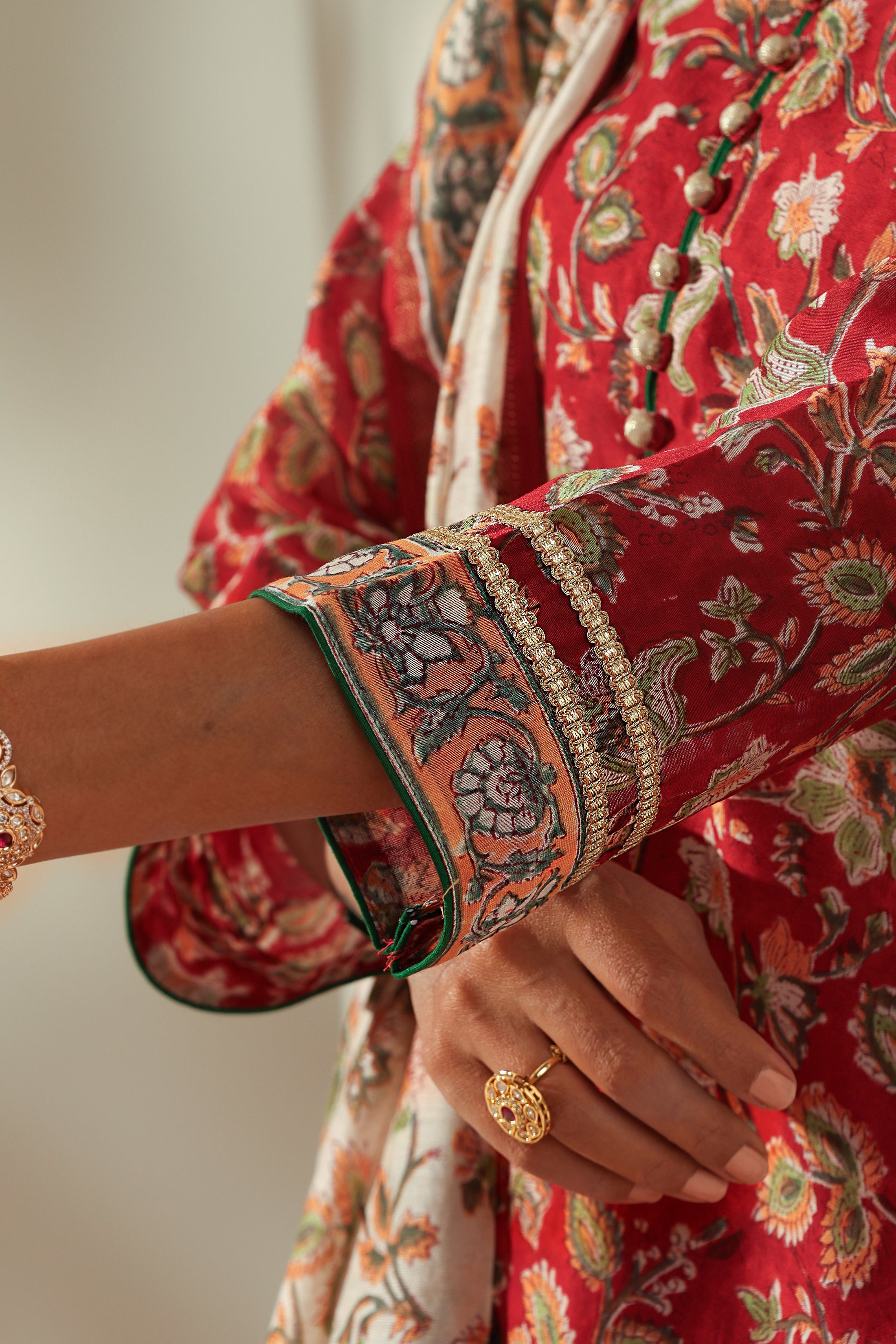 Imperial Red Chanderi Kurta Set of 3