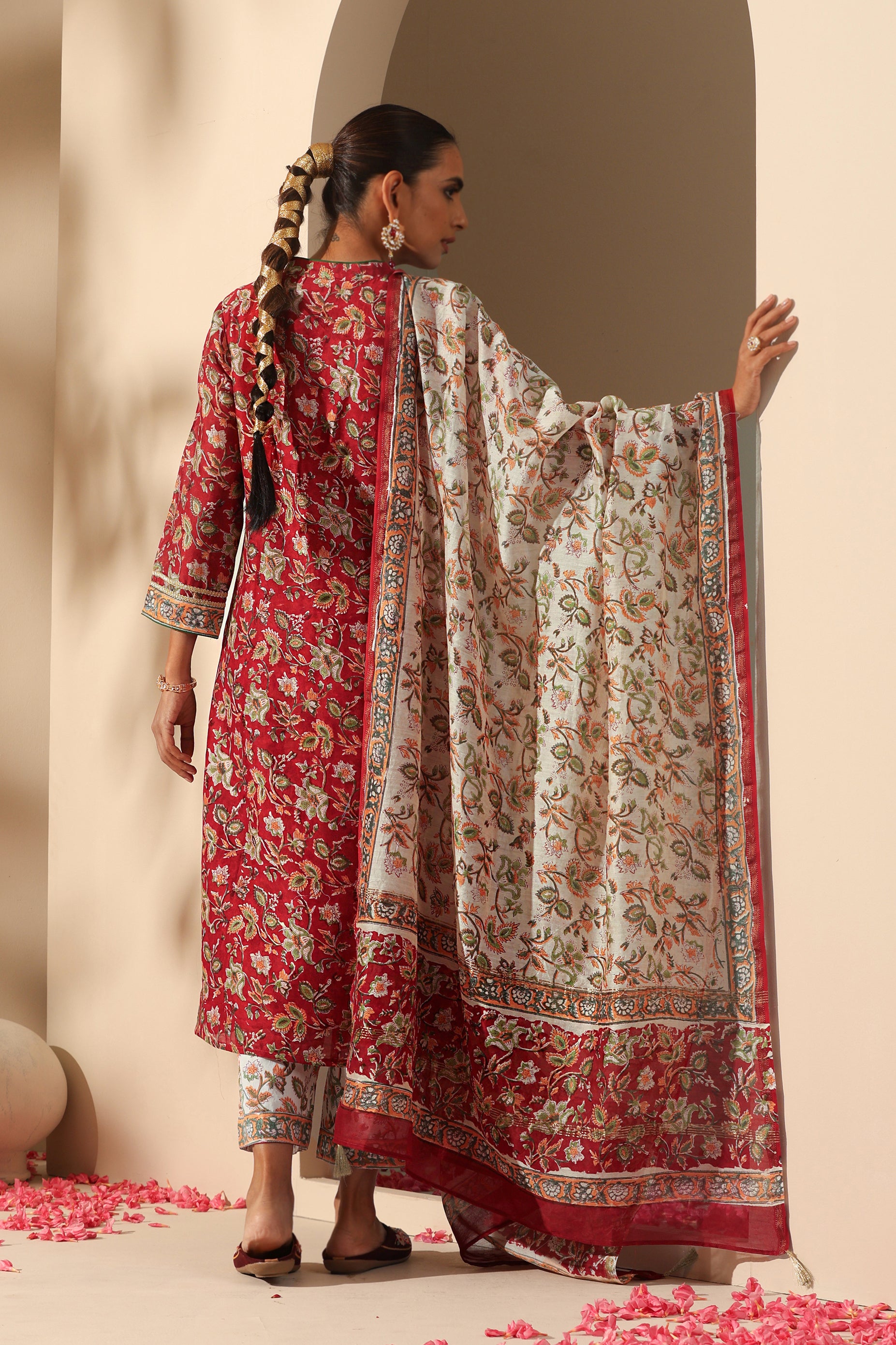 Imperial Red Chanderi Kurta Set of 3