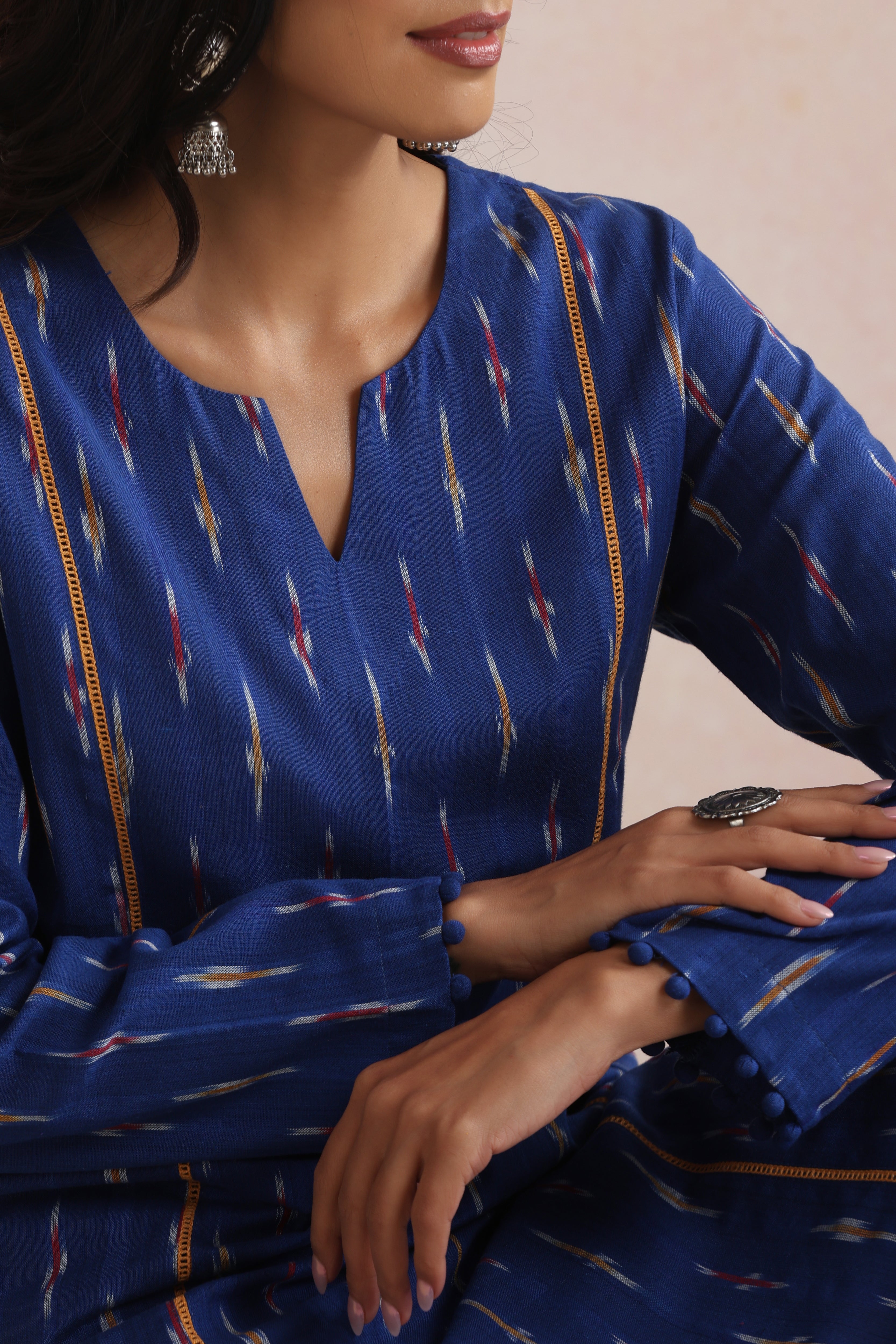 Blue Elara Ikat Handloom Cotton Kurta Set of 2