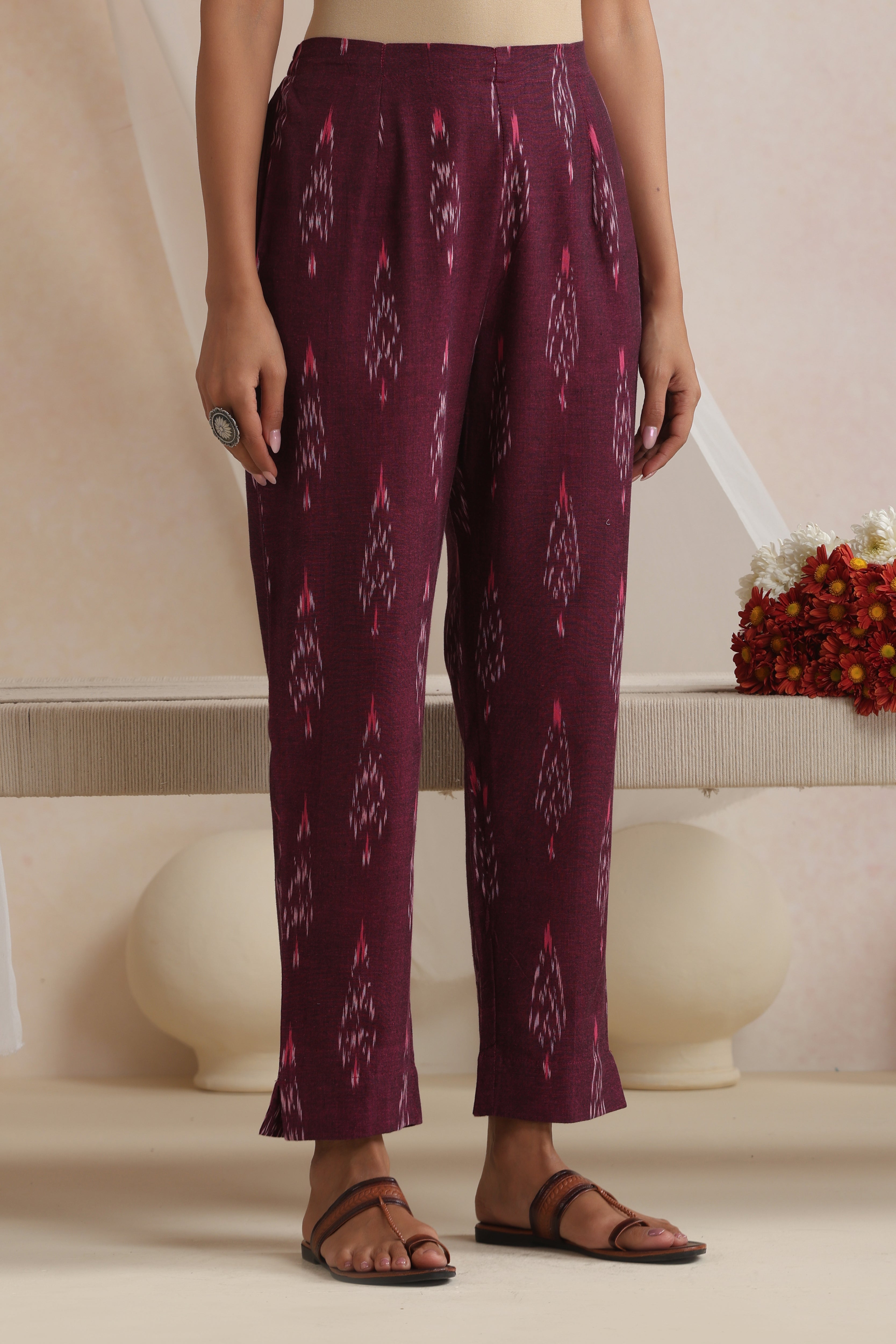 Purple Arisya Ikat Handloom Cotton Kurta Set of 2