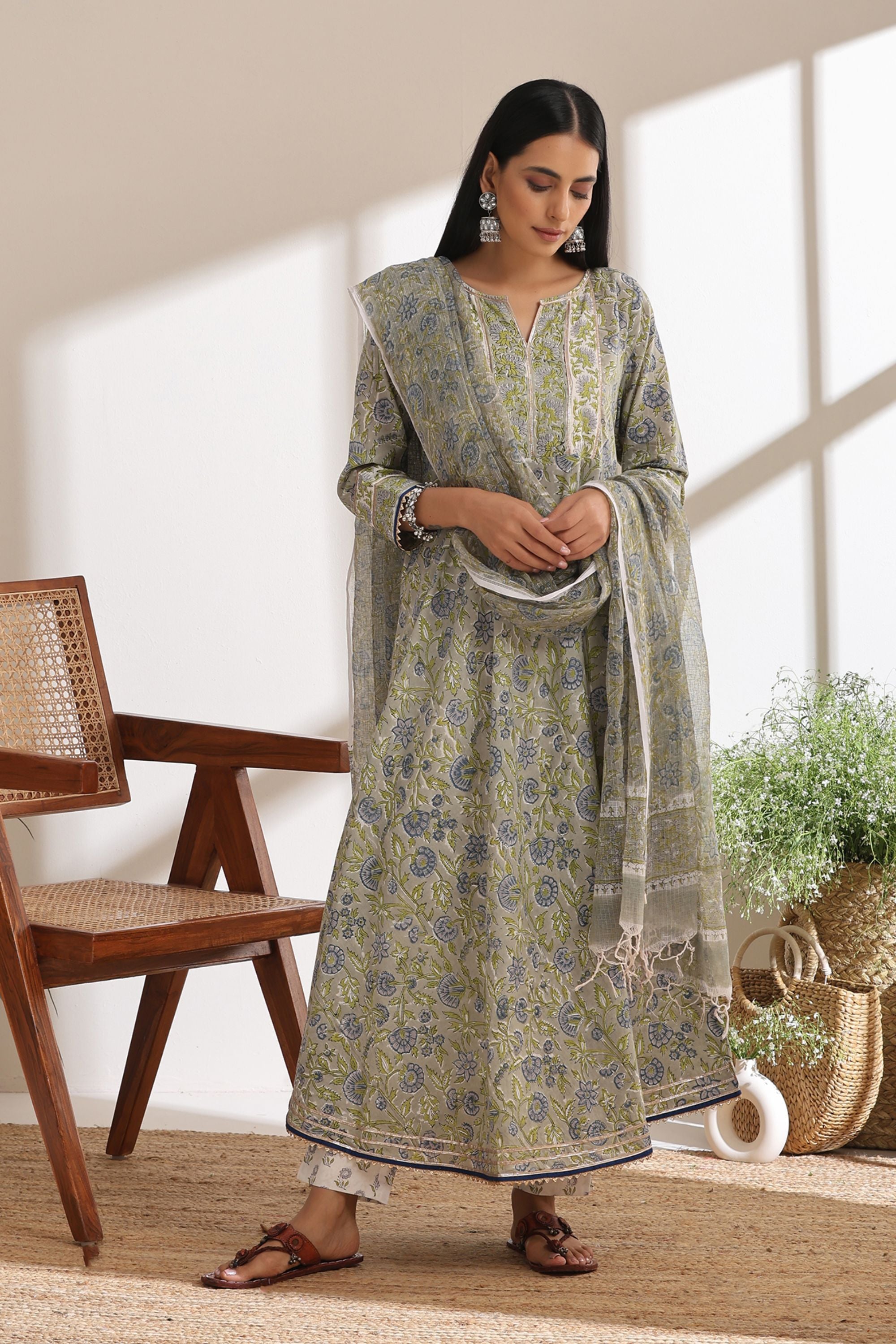 Fern Green Anarkali Set of 3