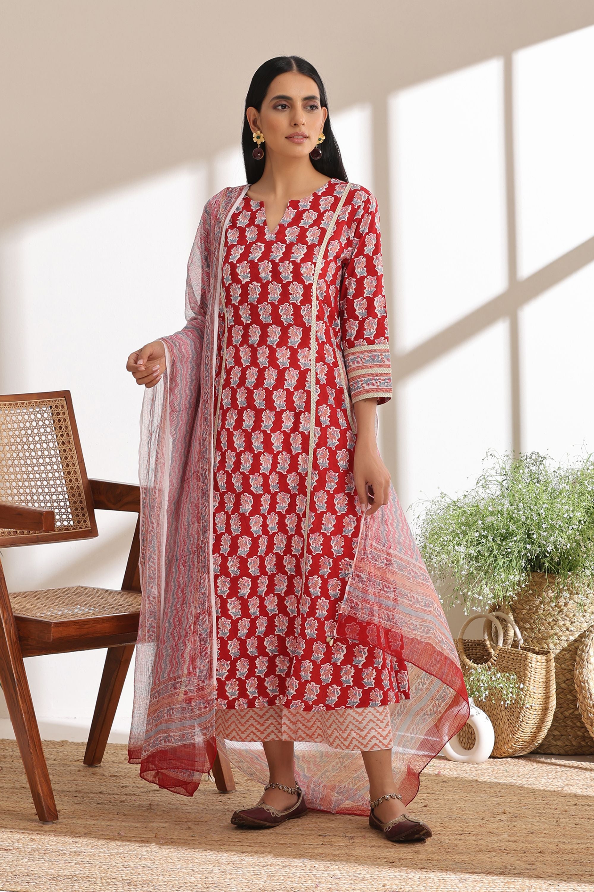 Crimson Red Kurta Set of 3