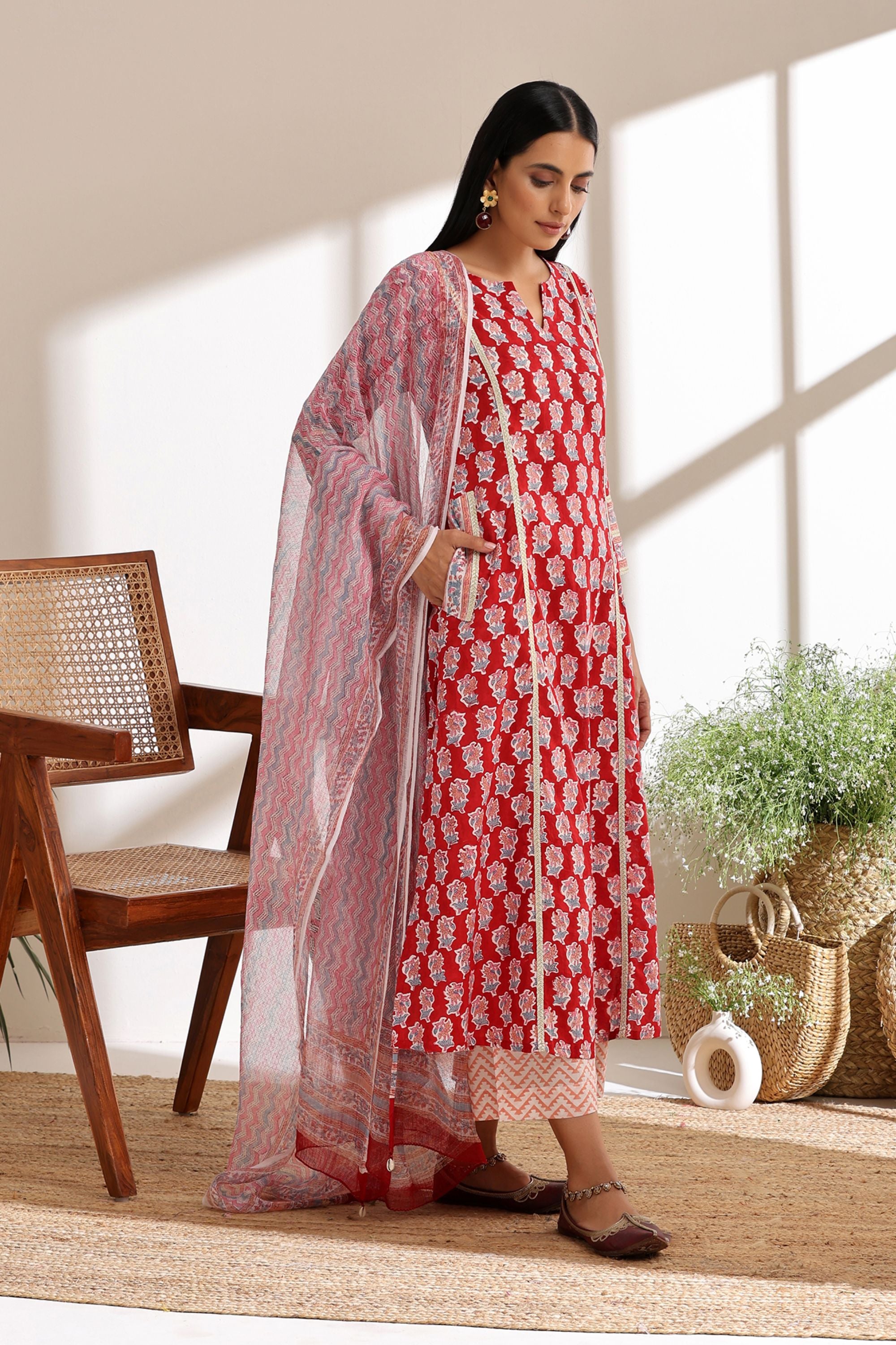 Crimson Red Kurta Set of 3