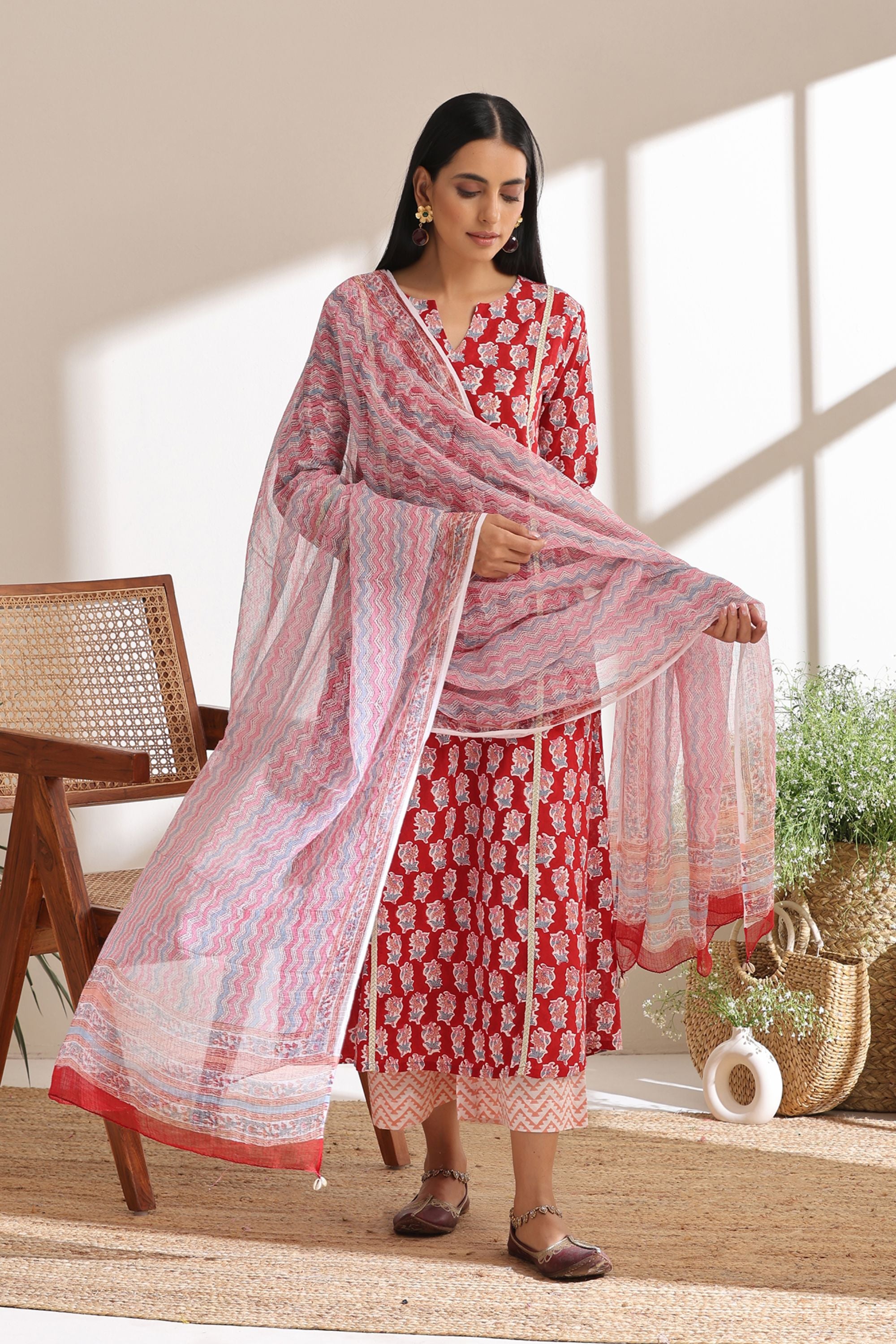 Crimson Red Kurta Set of 3