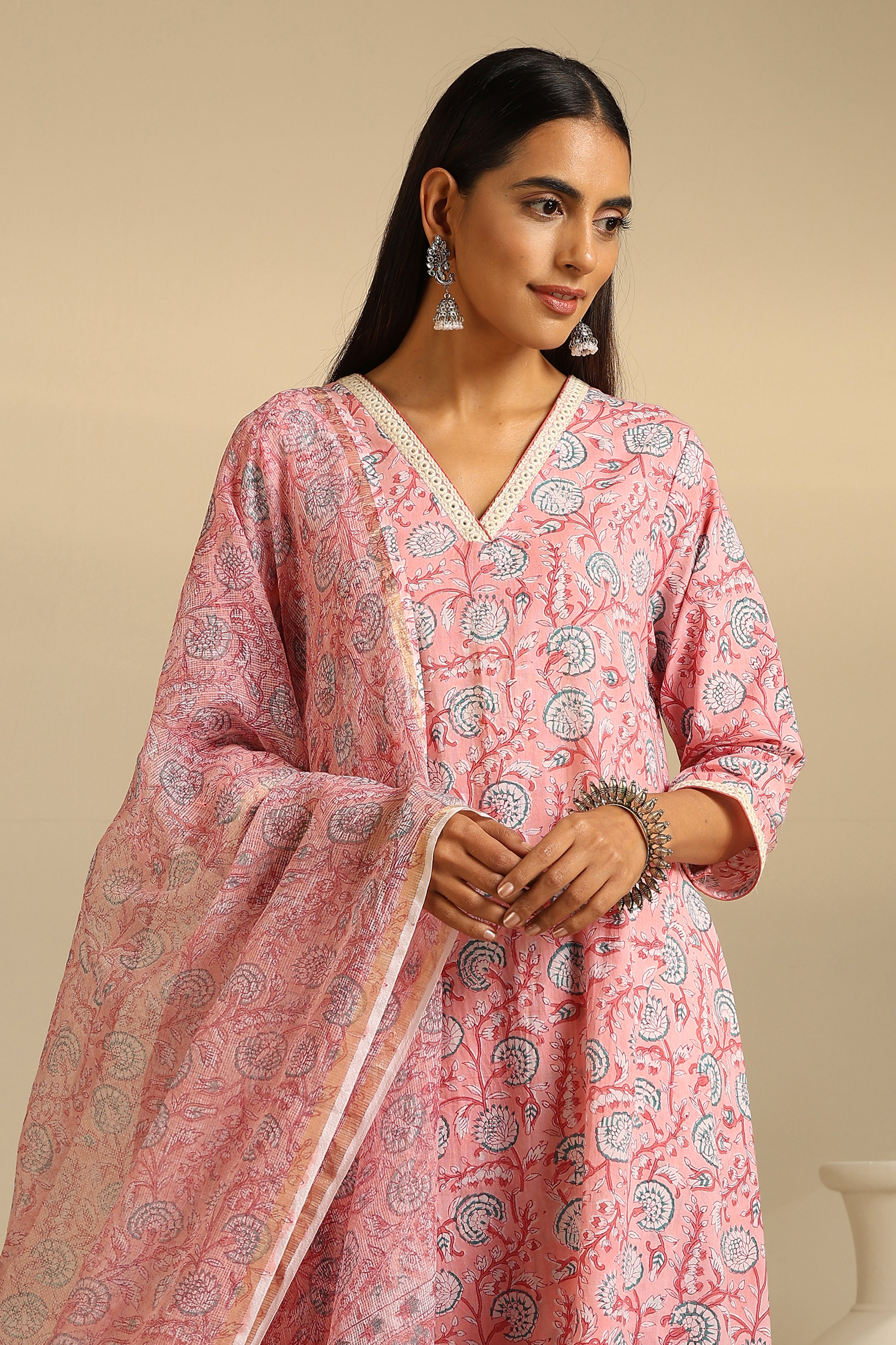 Pink Carnation Kurta Set of 3