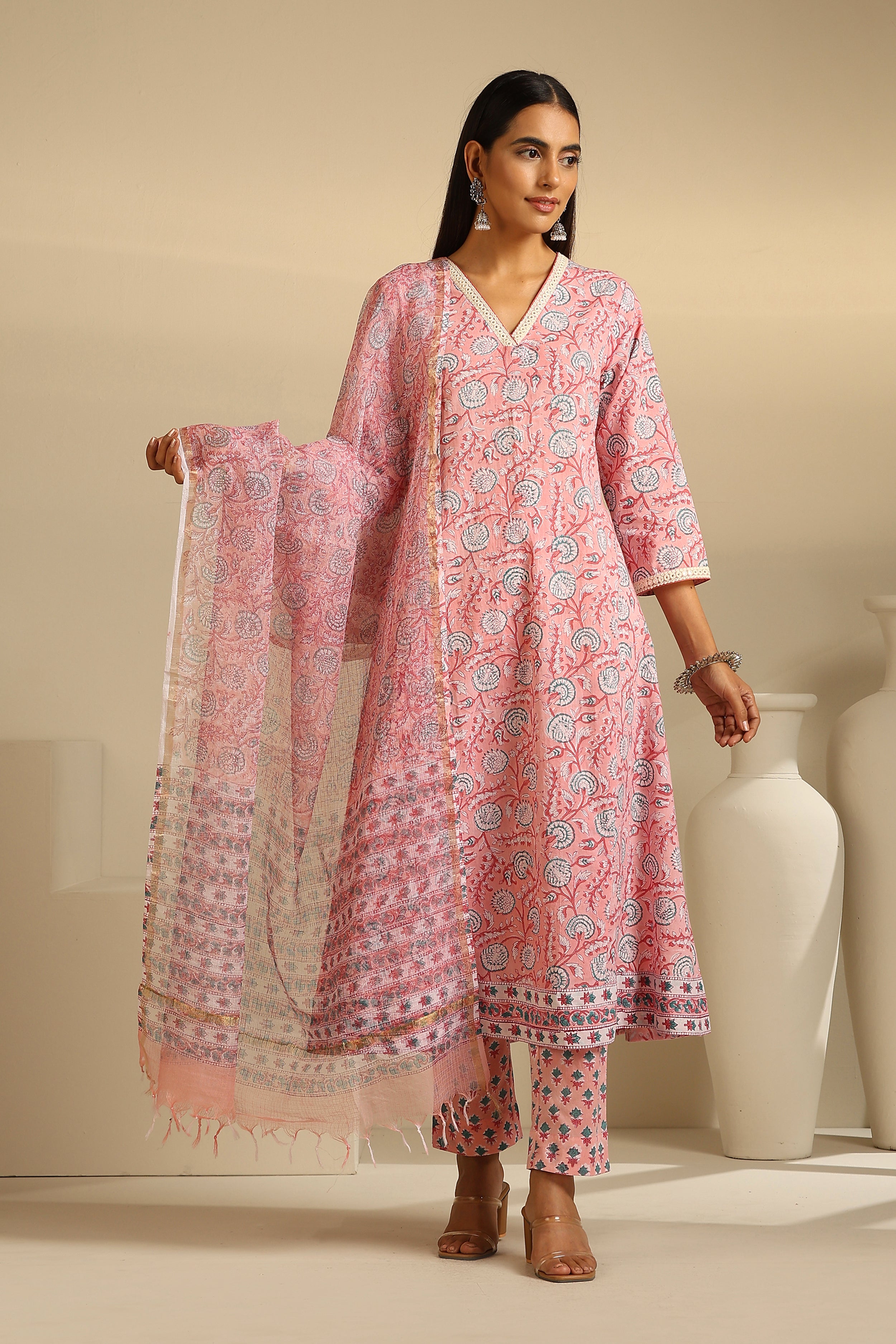 Pink Carnation Kurta Set of 3