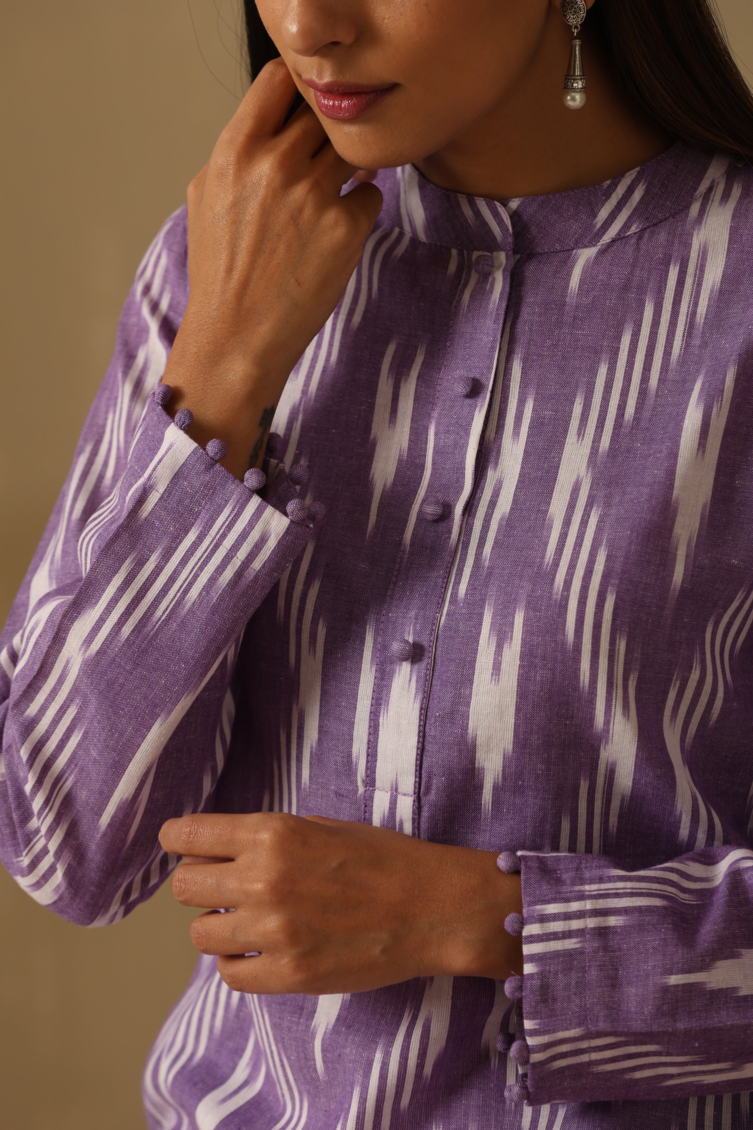 Syringa Lilac Ikat Handloom Cotton Kurta Set of 2
