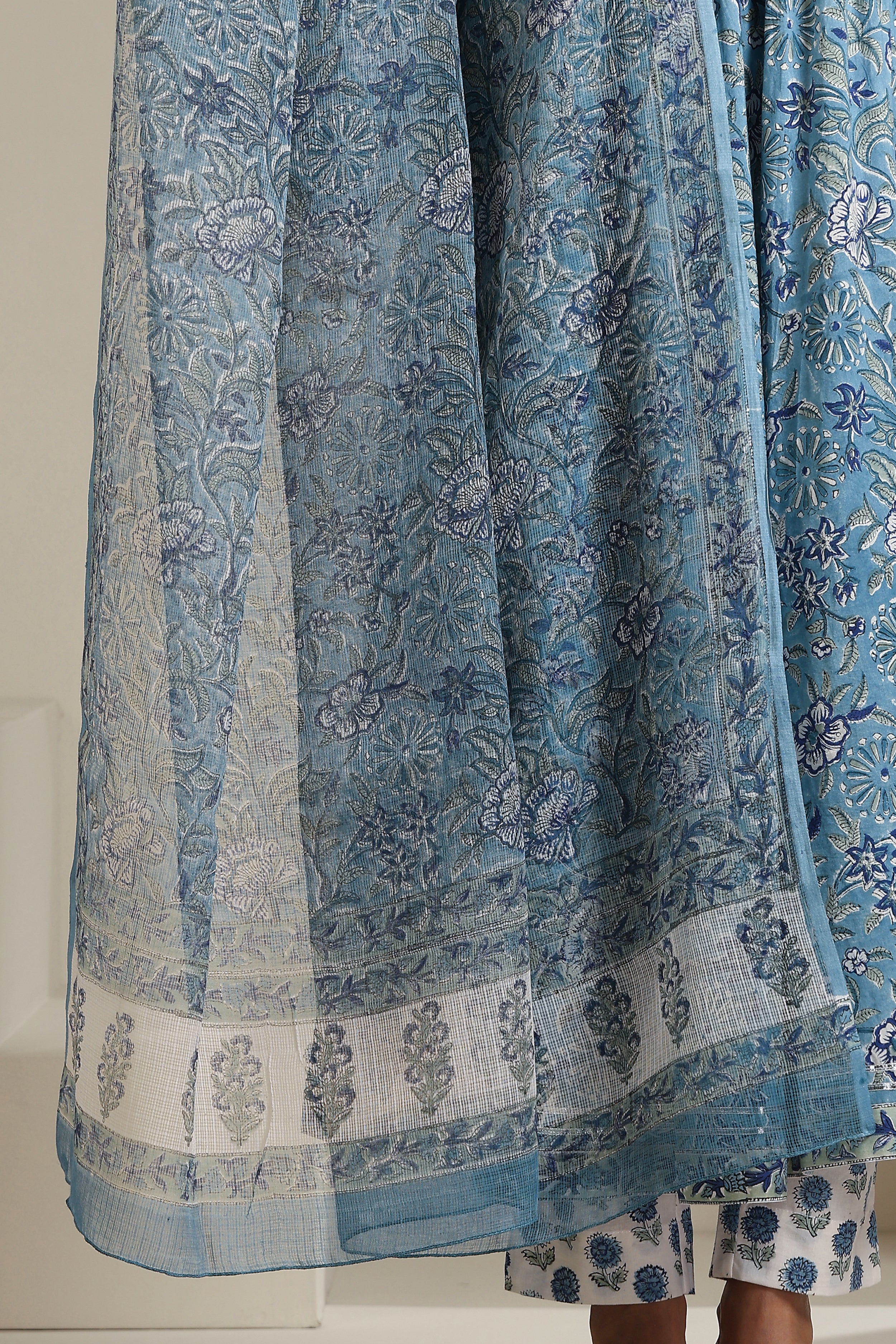 Azure Blue Mirrorwork Anarkali Set of 3