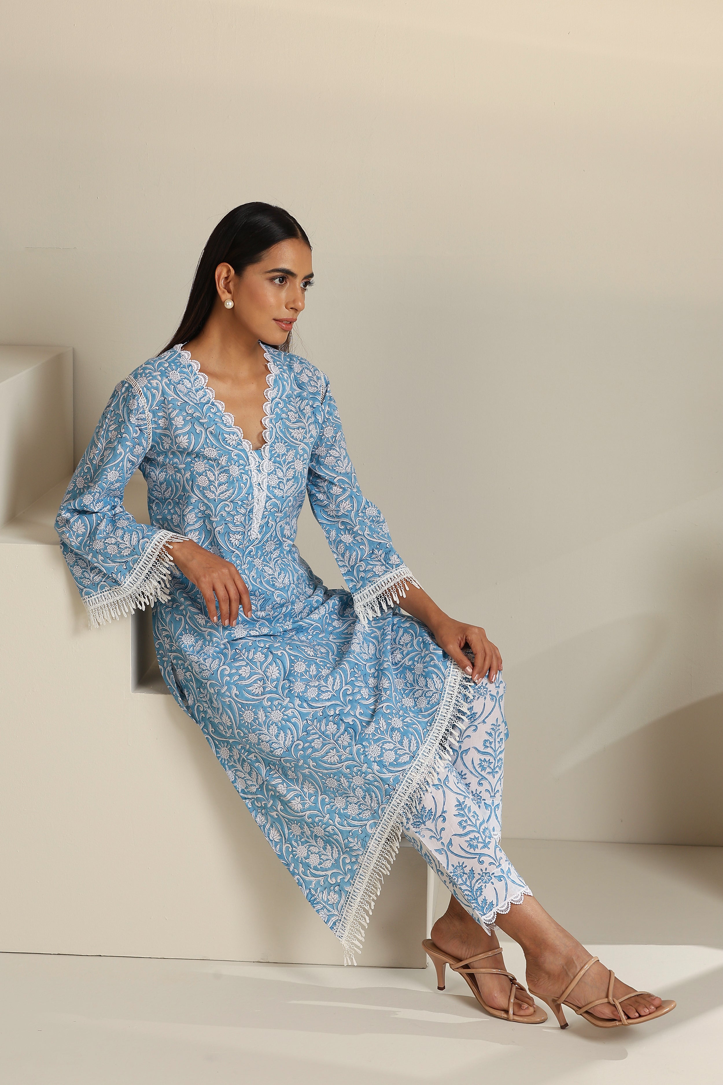 Celeste Blue Kurta Set of 2