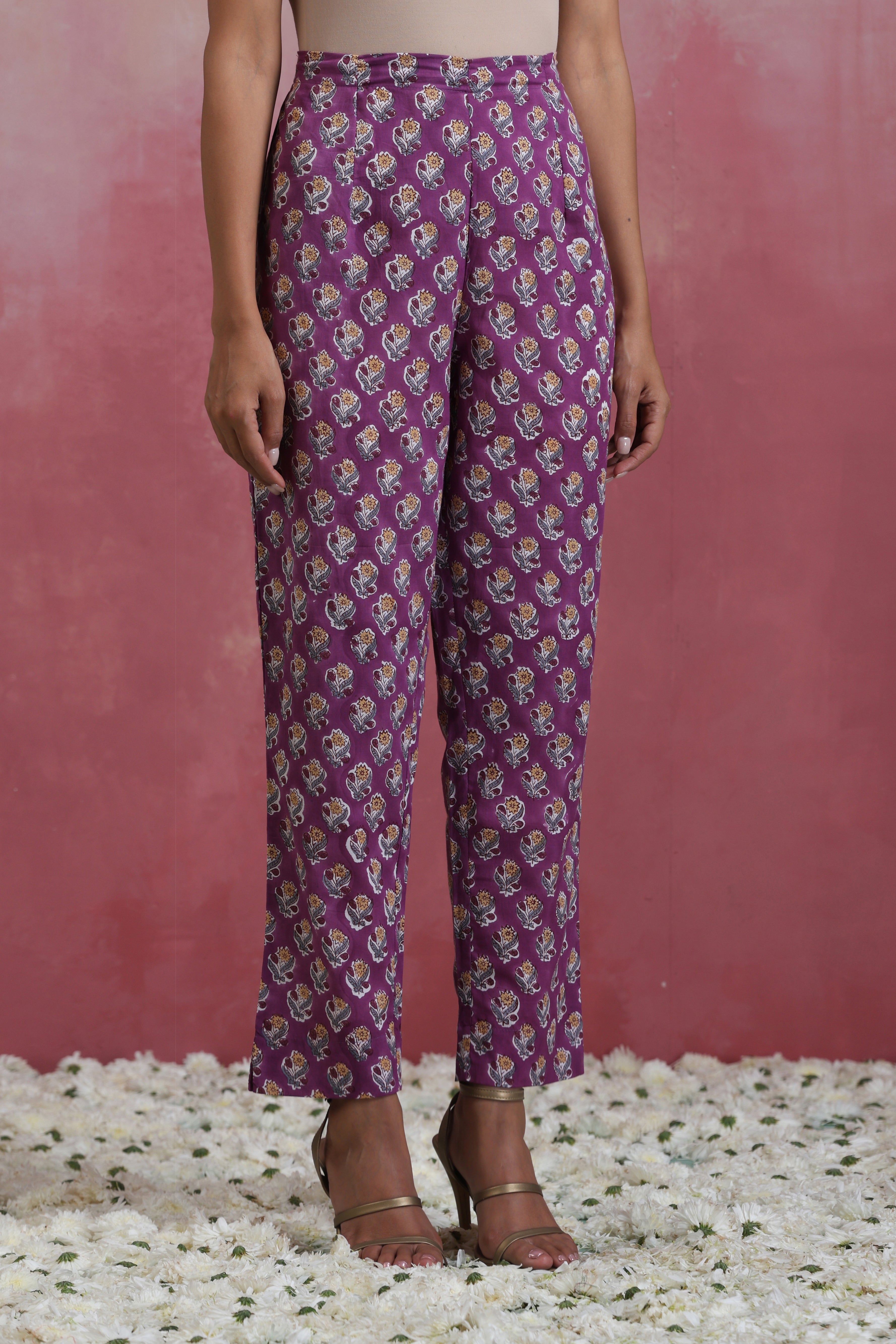 Purple Kimaya Embroidered Anarkali Set of 3