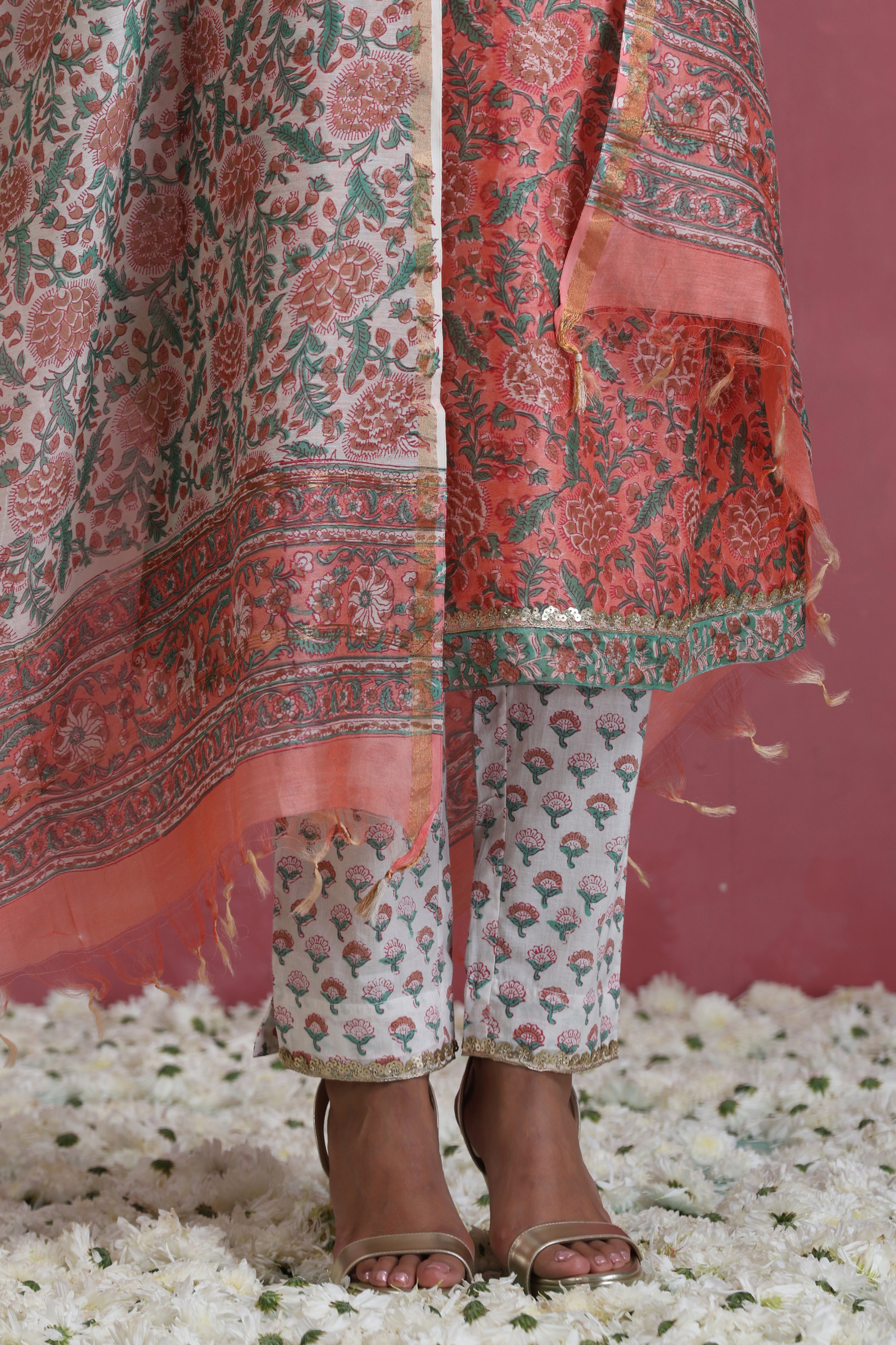 Peach Perry Chanderi Kurta Set of 3