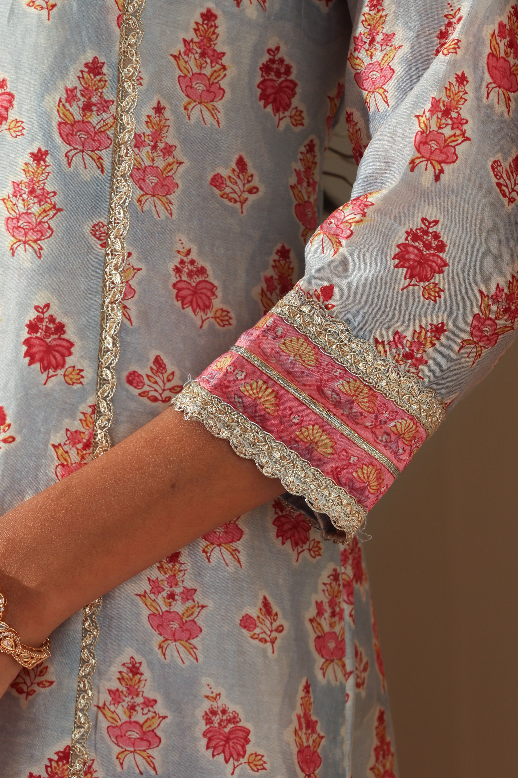 Calla Blue Chanderi Kurta Set of 3