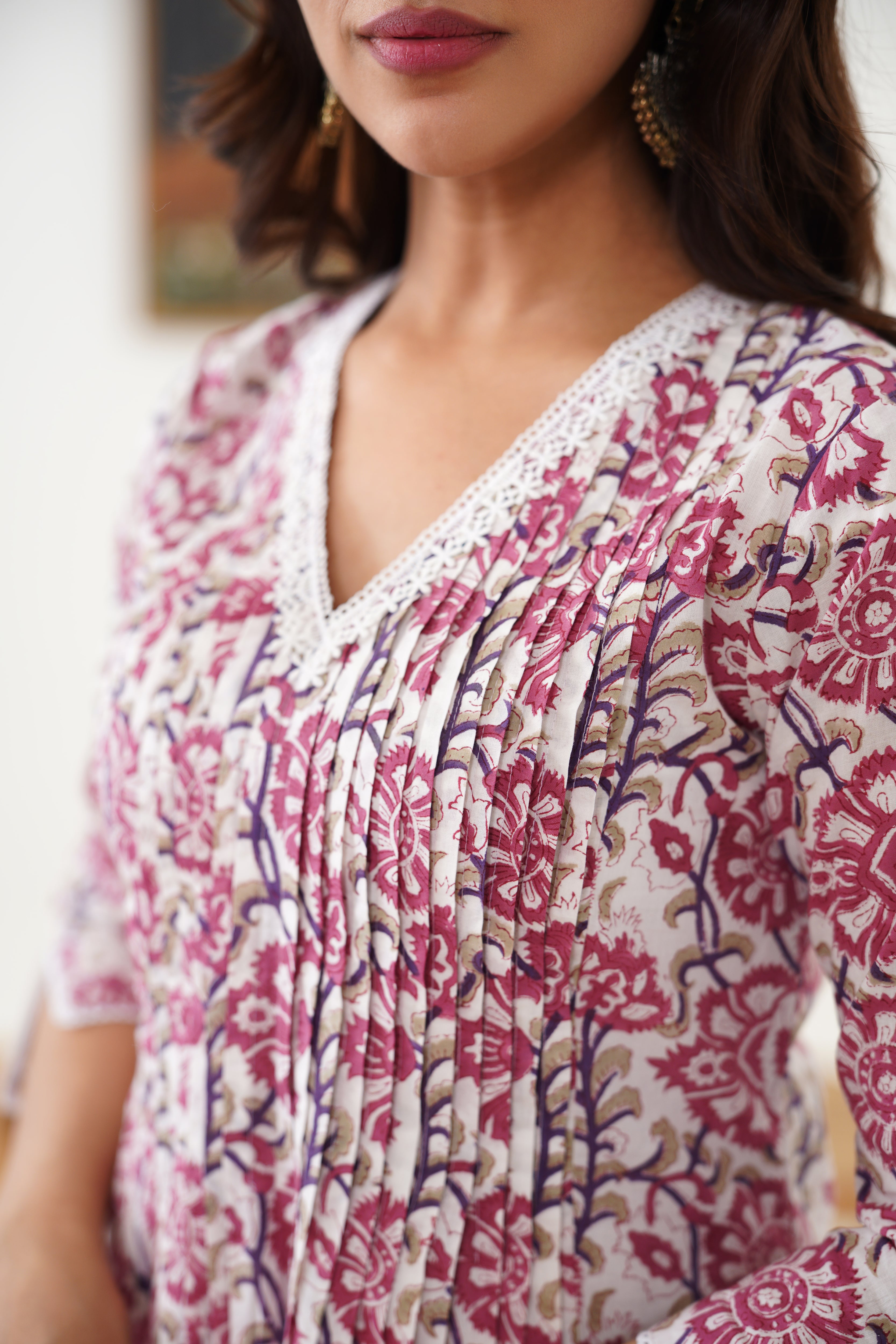 White Winona Pintucks Kurta Set of 3