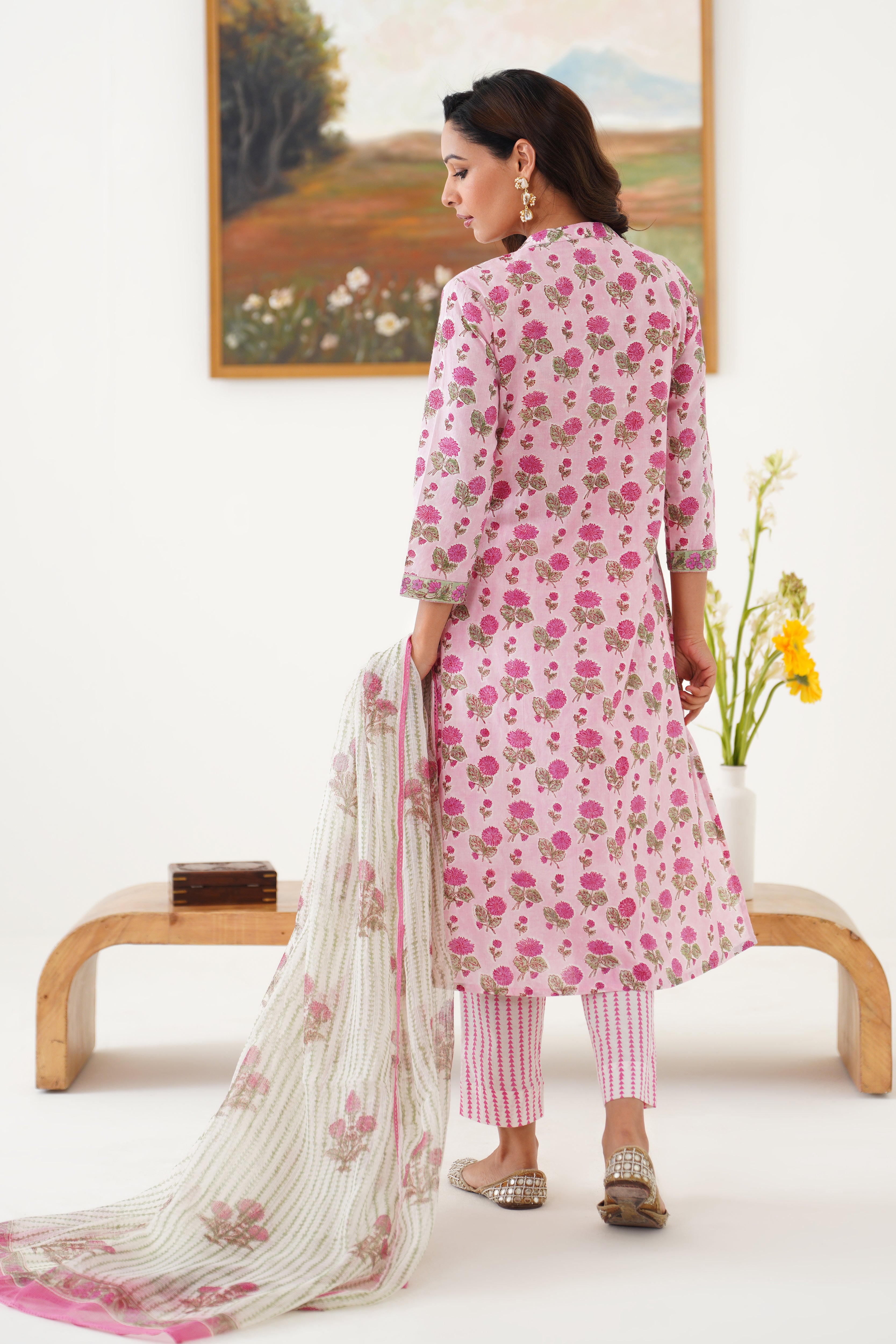 Pink Hayley Embroidered Kurta Set of 3