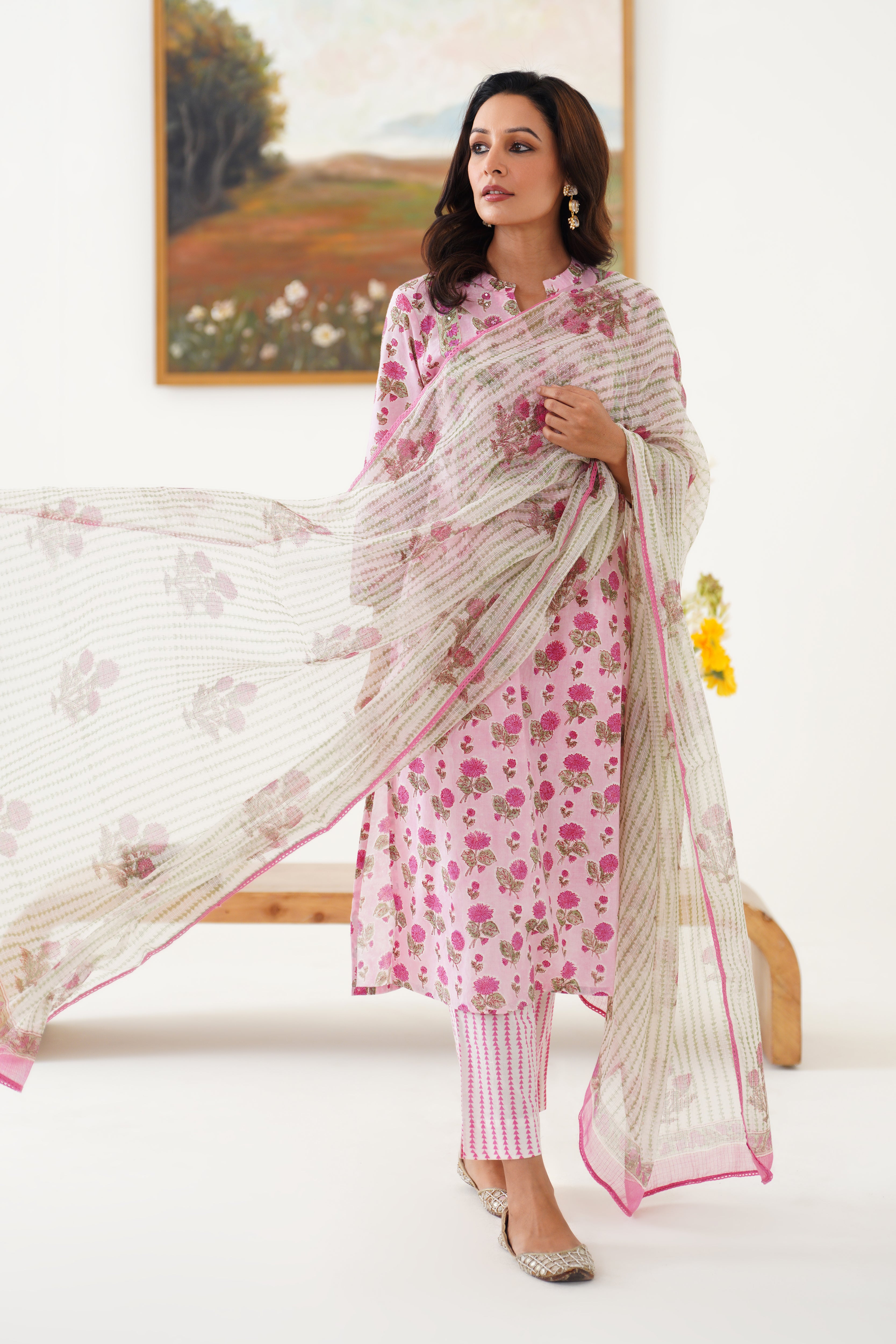 Pink Hayley Embroidered Kurta Set of 3