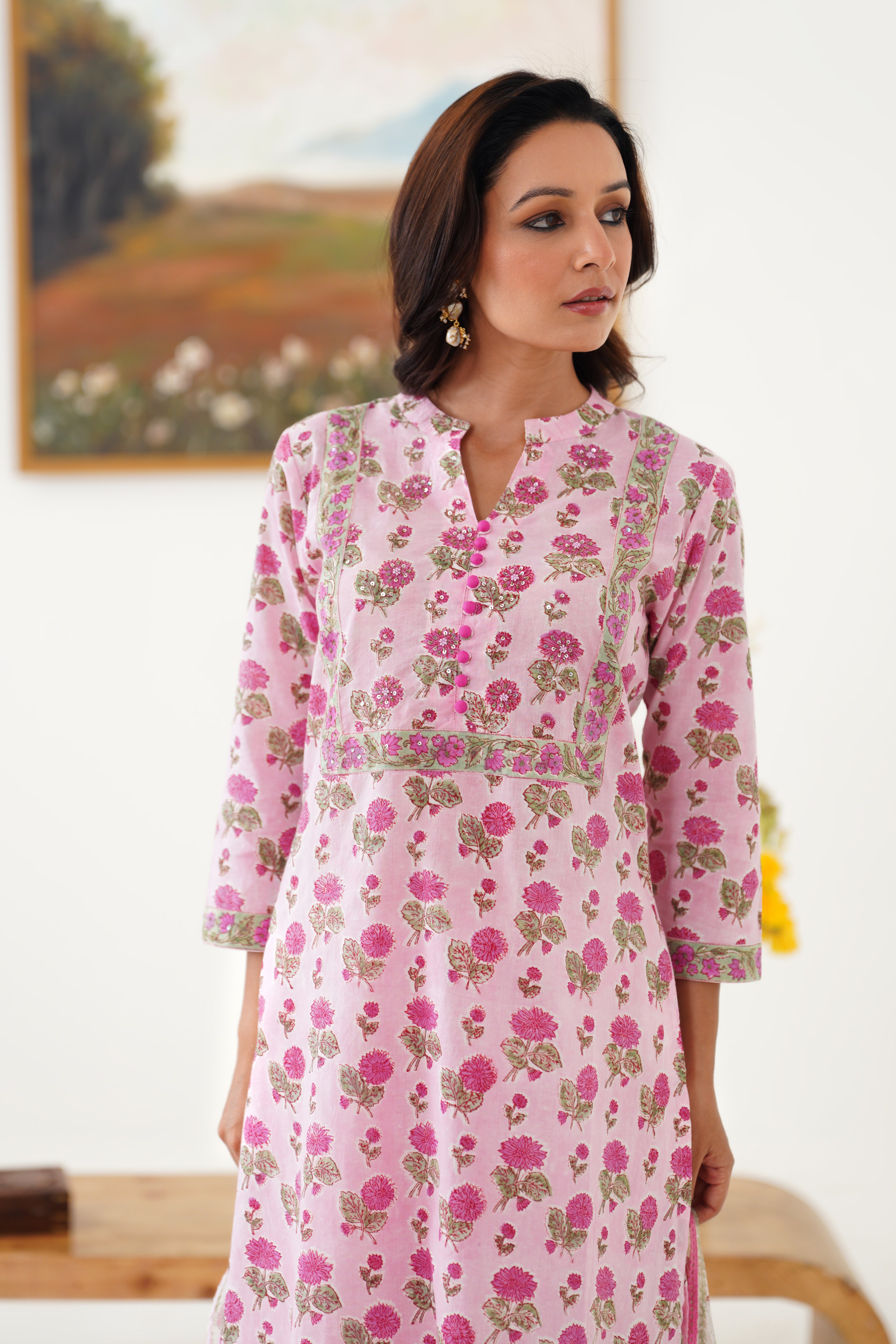 Pink Hayley Embroidered Kurta Set of 3