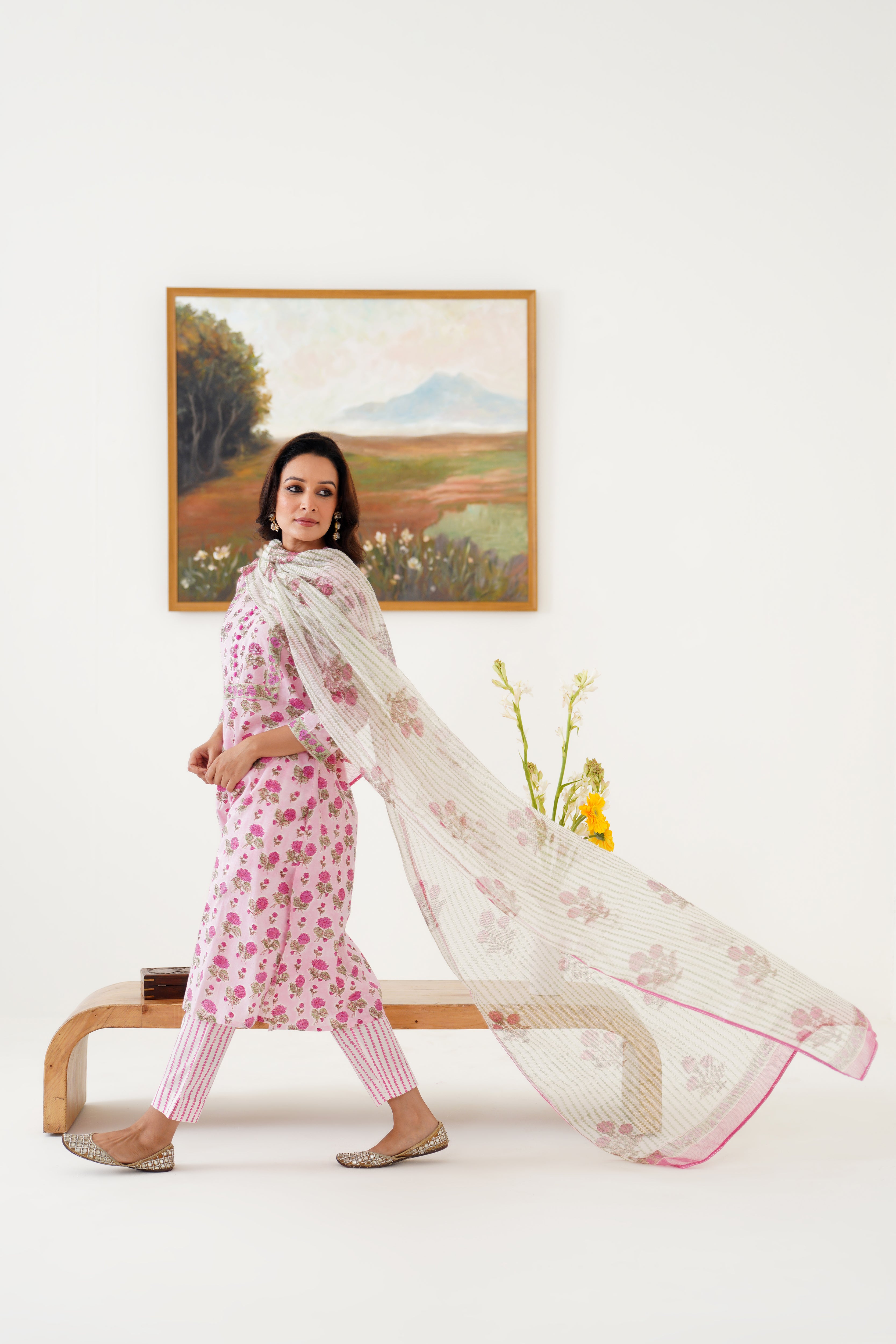 Pink Hayley Embroidered Kurta Set of 3