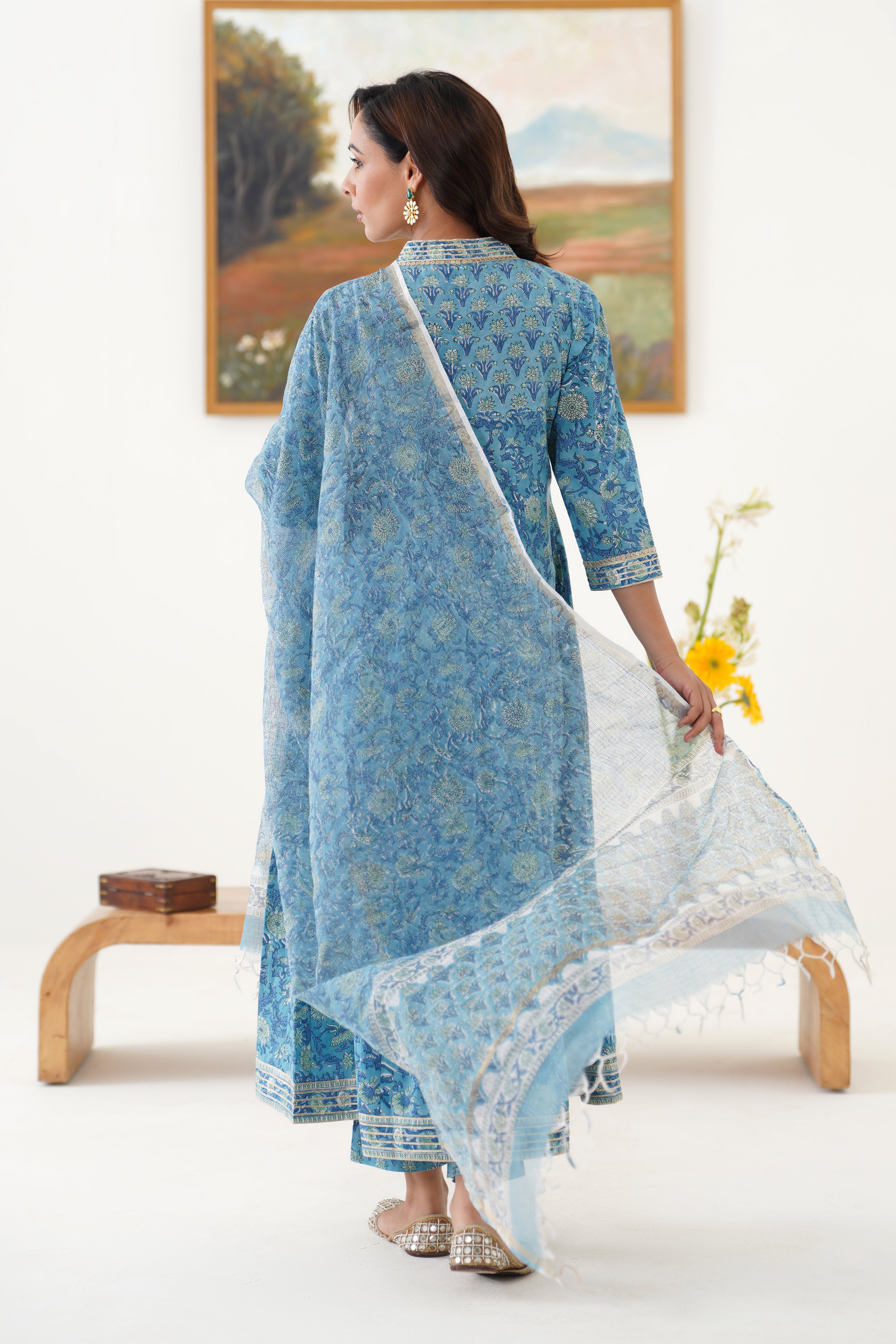 Blue Daphne Kalidaar Anarkali Set of 3